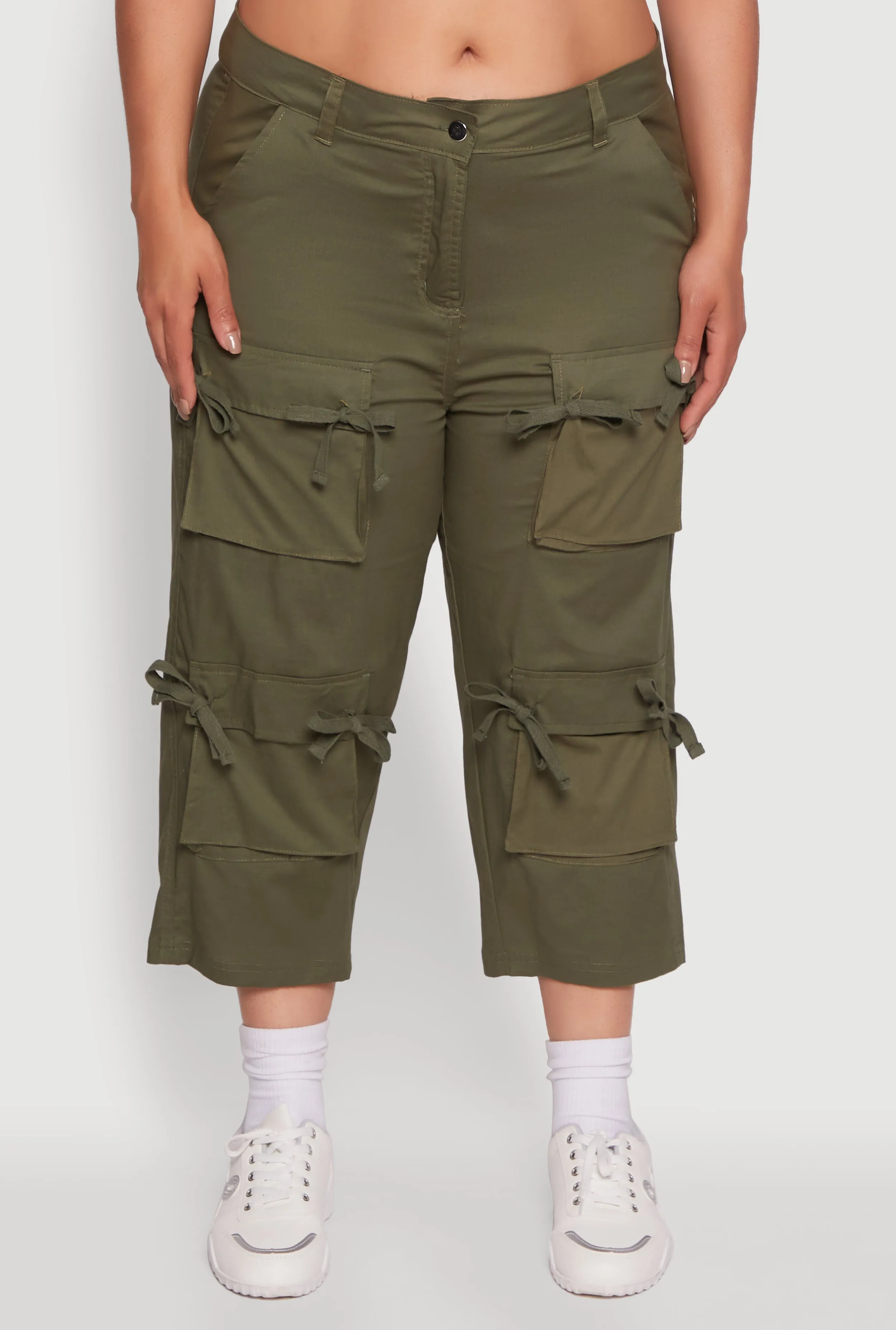 Plus Size Poplin Bow Cargo Capri Pants sold by Rainbow product image thumbnail 5