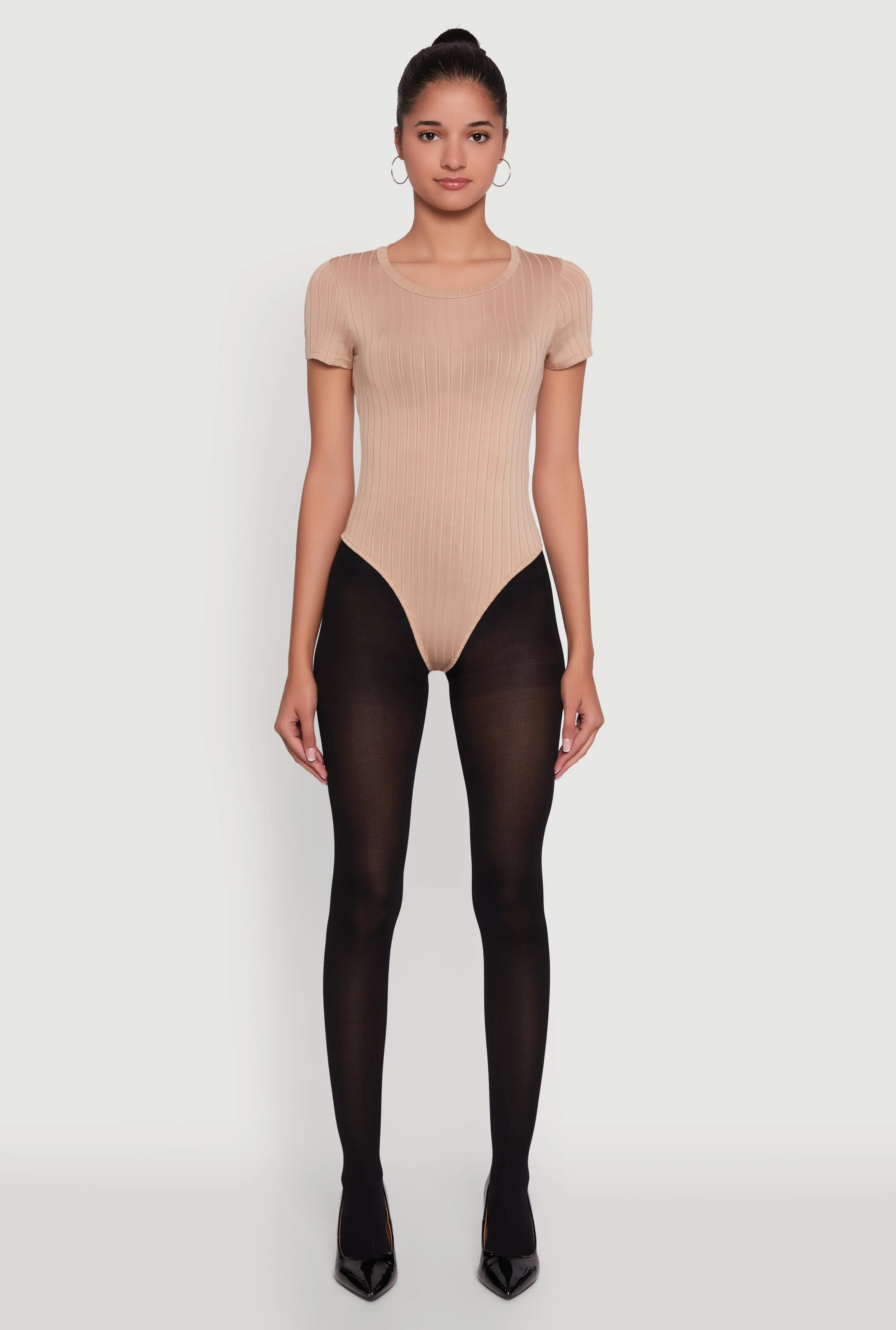 Daisy Rib Knit Short Sleeve Crew Neck Bodysuit sold by Rainbow product image thumbnail 3