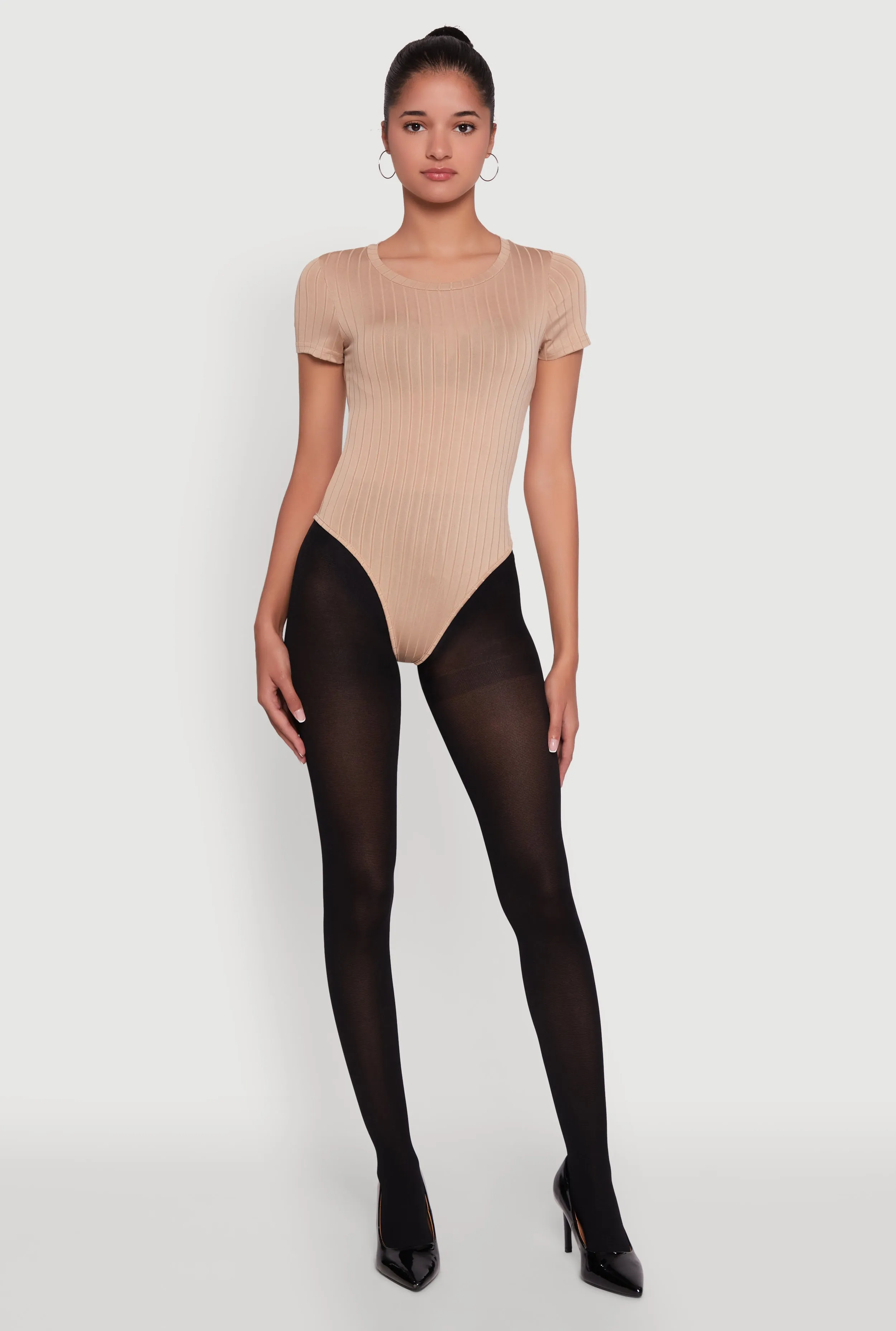 Daisy Rib Knit Short Sleeve Crew Neck Bodysuit sold by Rainbow