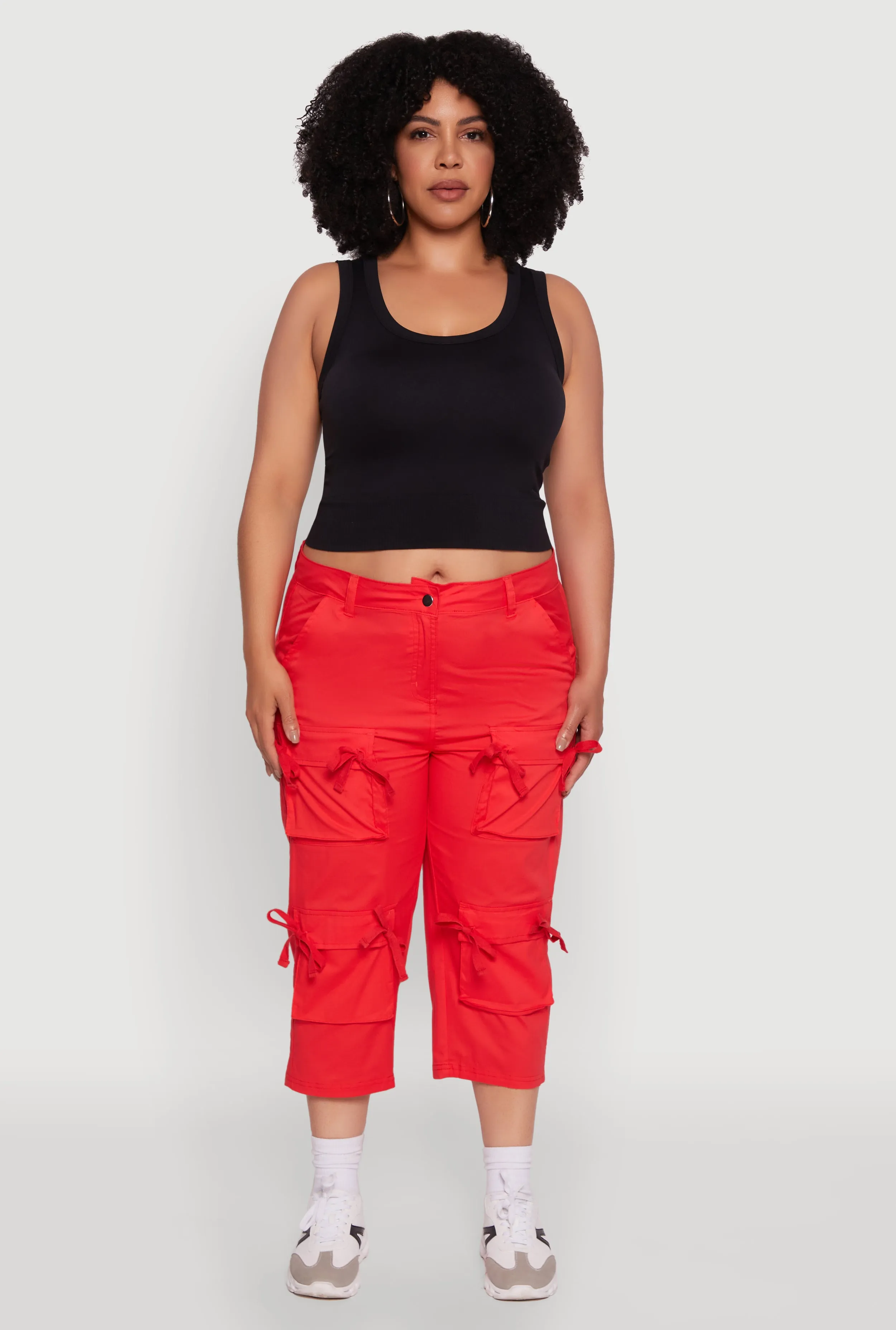 Plus Size Poplin Bow Cargo Capri Pants sold by Rainbow product image thumbnail 2