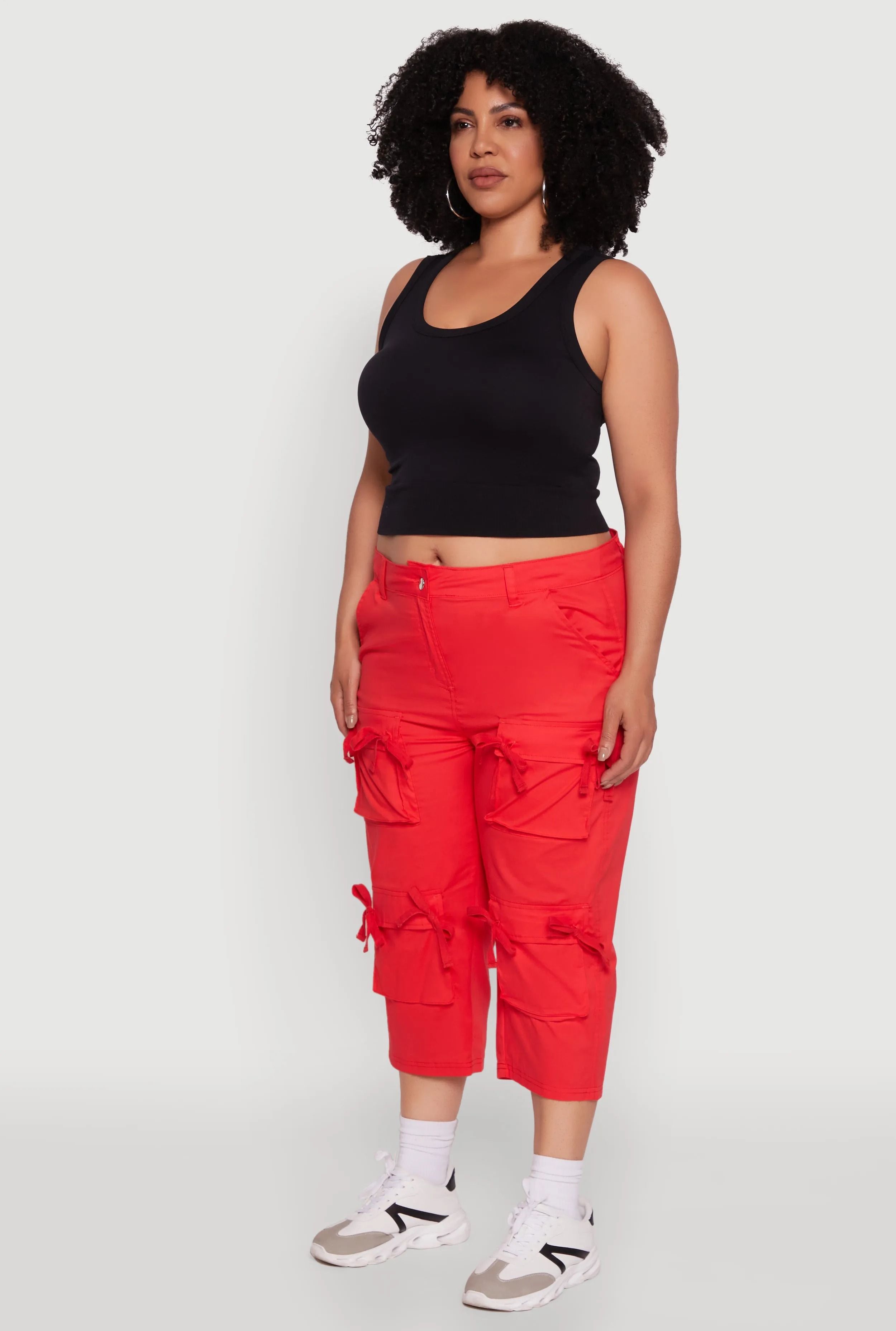 Plus Size Poplin Bow Cargo Capri Pants sold by Rainbow product image thumbnail 3