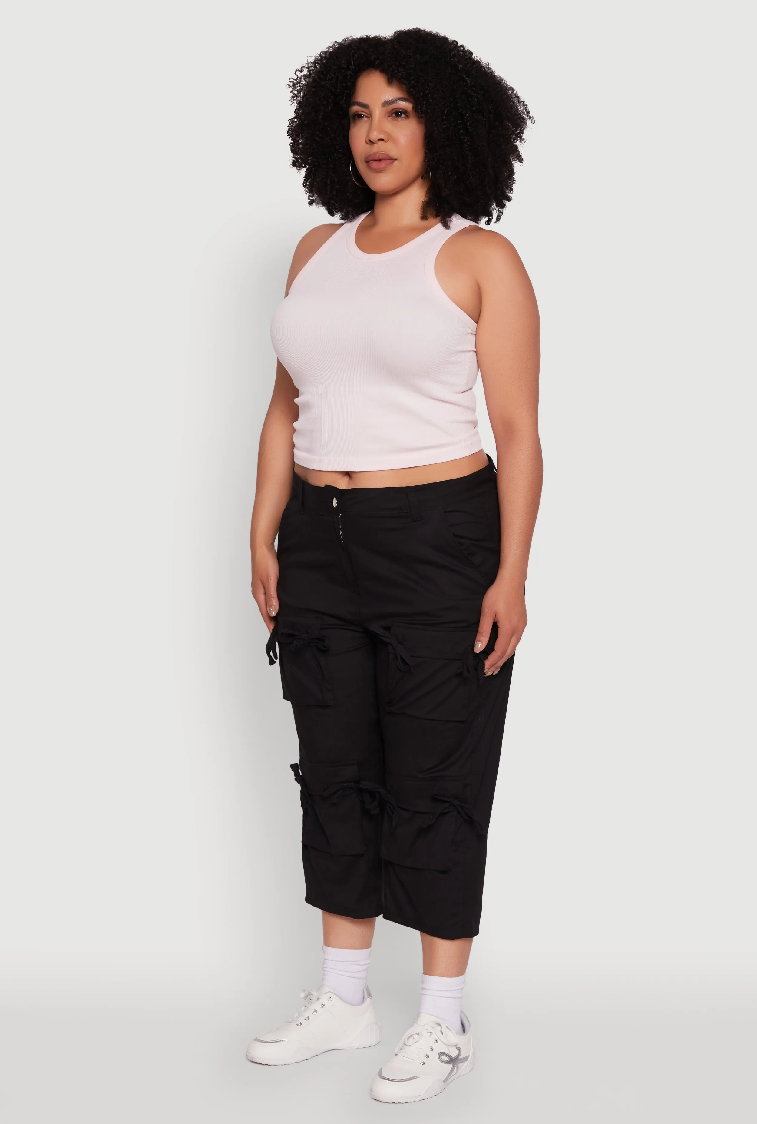 Plus Size Poplin Bow Cargo Capri Pants sold by Rainbow product image thumbnail 3