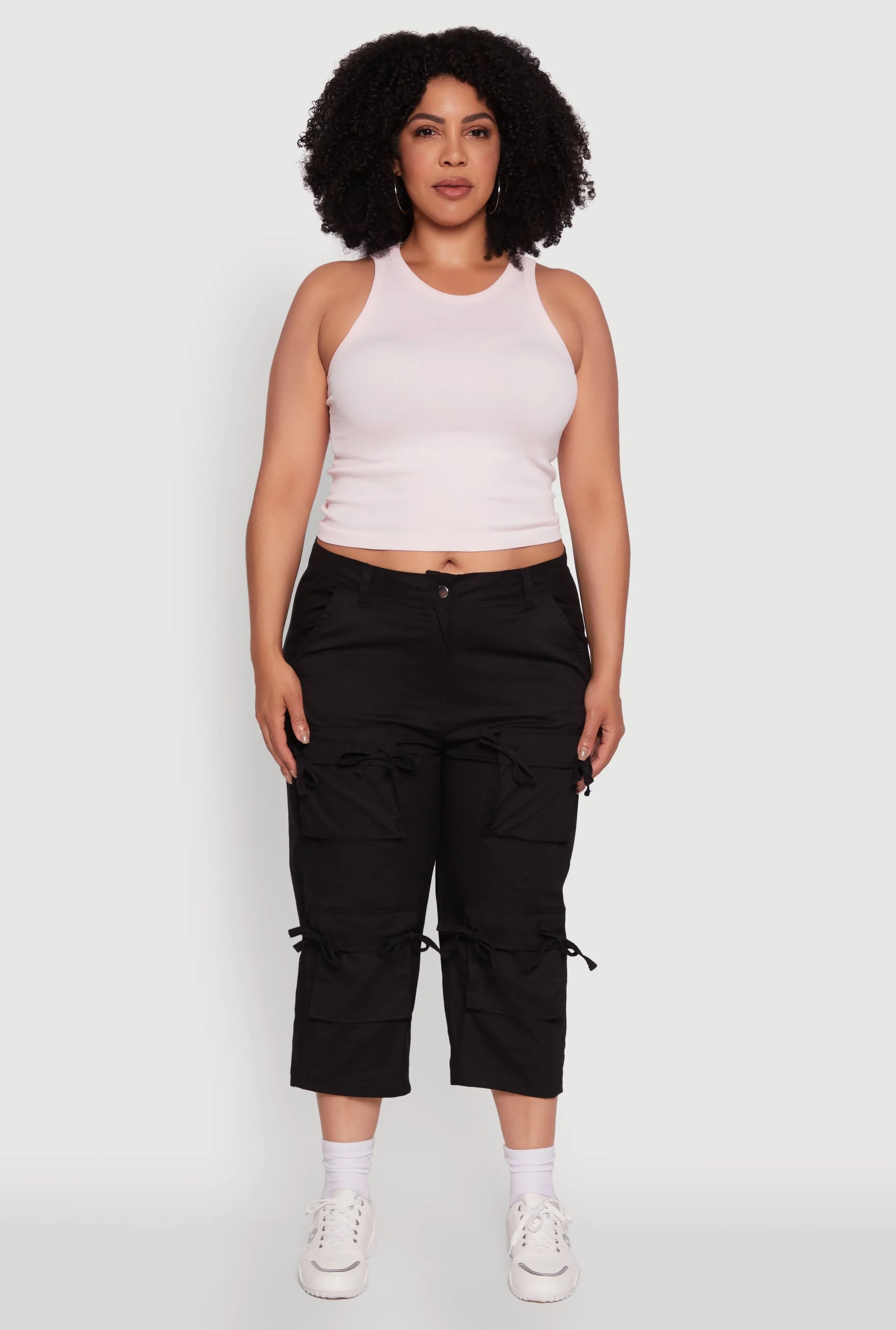 Plus Size Poplin Bow Cargo Capri Pants sold by Rainbow product image thumbnail 2