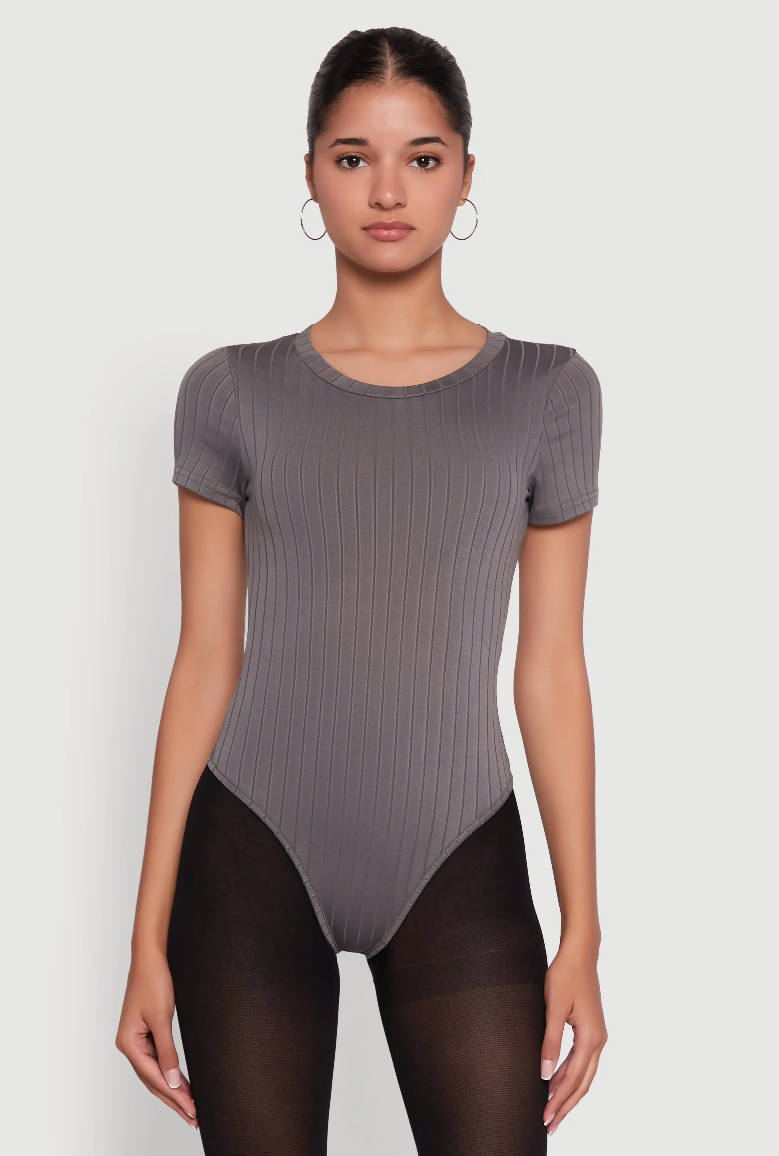 Daisy Rib Knit Short Sleeve Crew Neck Bodysuit sold by Rainbow product image thumbnail 2