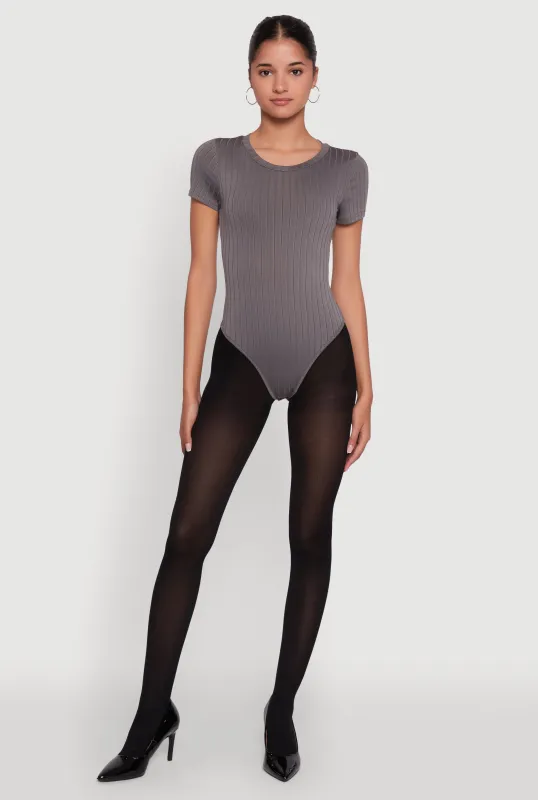 Daisy Rib Knit Short Sleeve Crew Neck Bodysuit sold by Rainbow