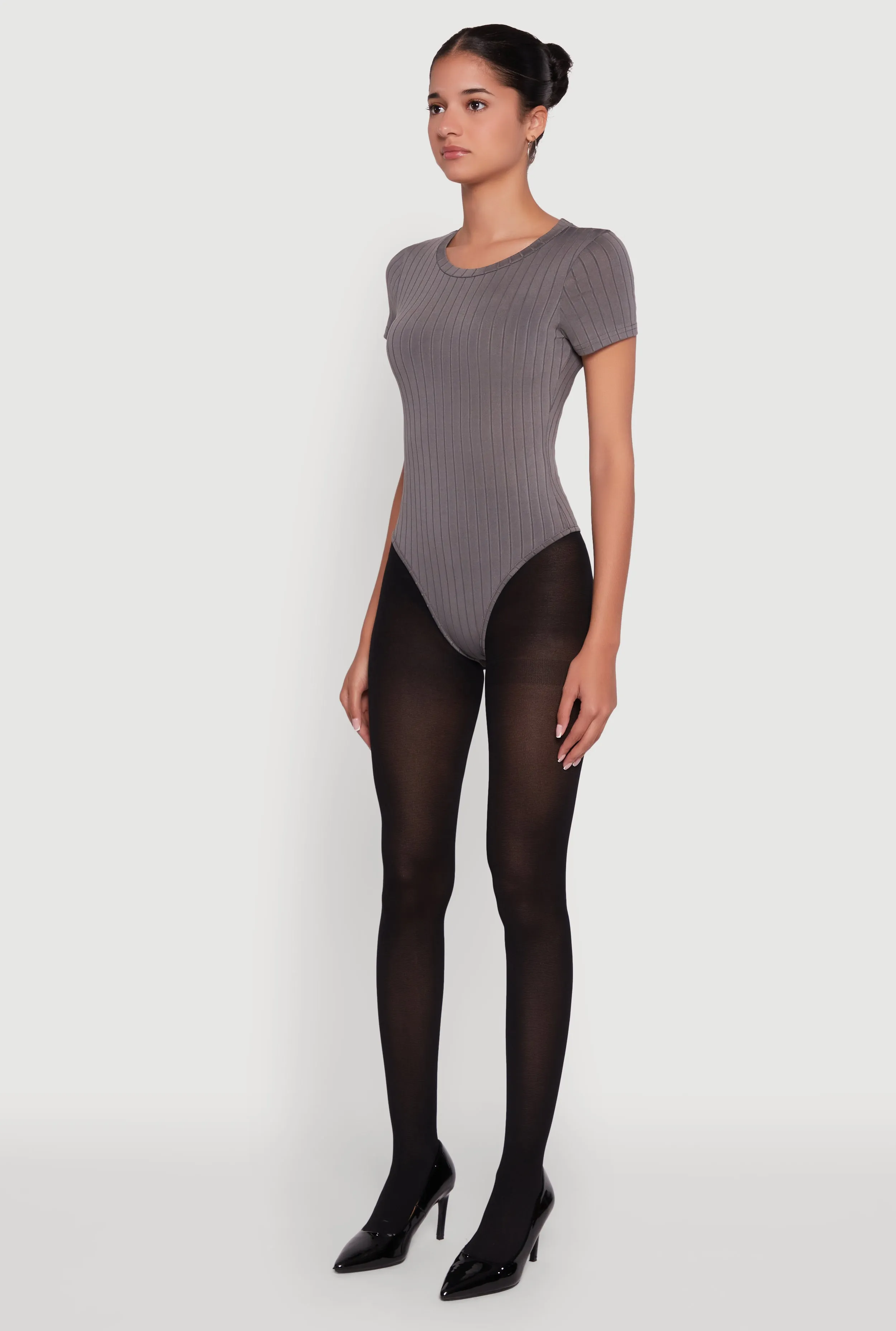 Daisy Rib Knit Short Sleeve Crew Neck Bodysuit sold by Rainbow product image thumbnail 5