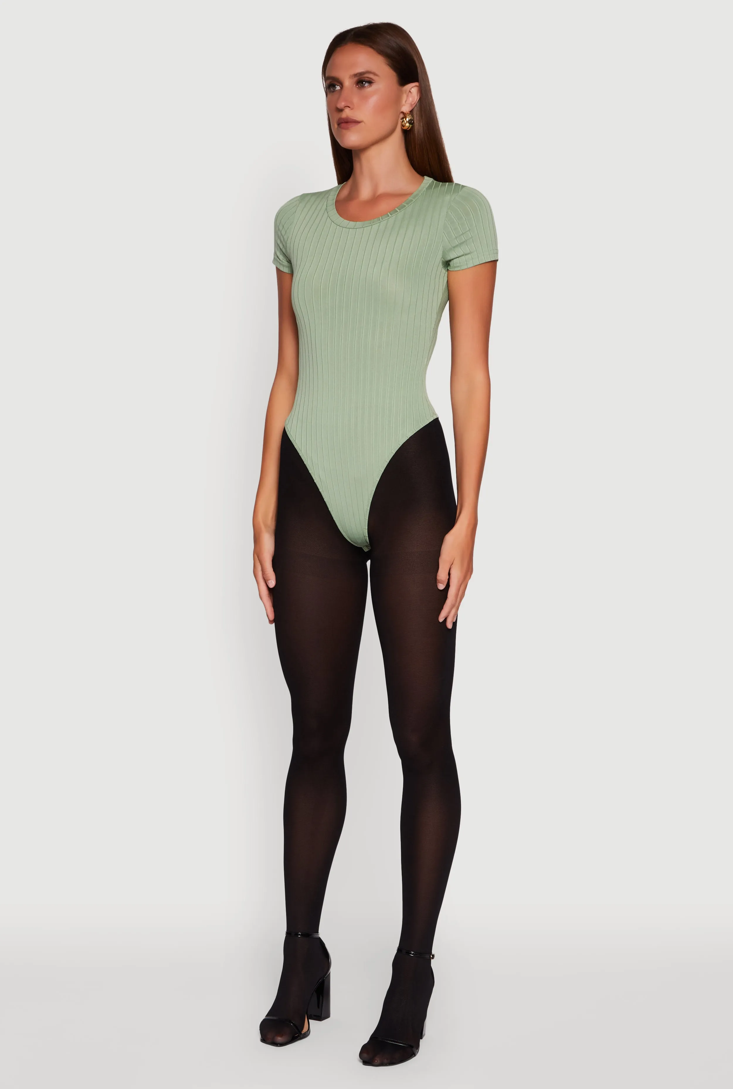 Daisy Rib Knit Short Sleeve Crew Neck Bodysuit sold by Rainbow product image thumbnail 5