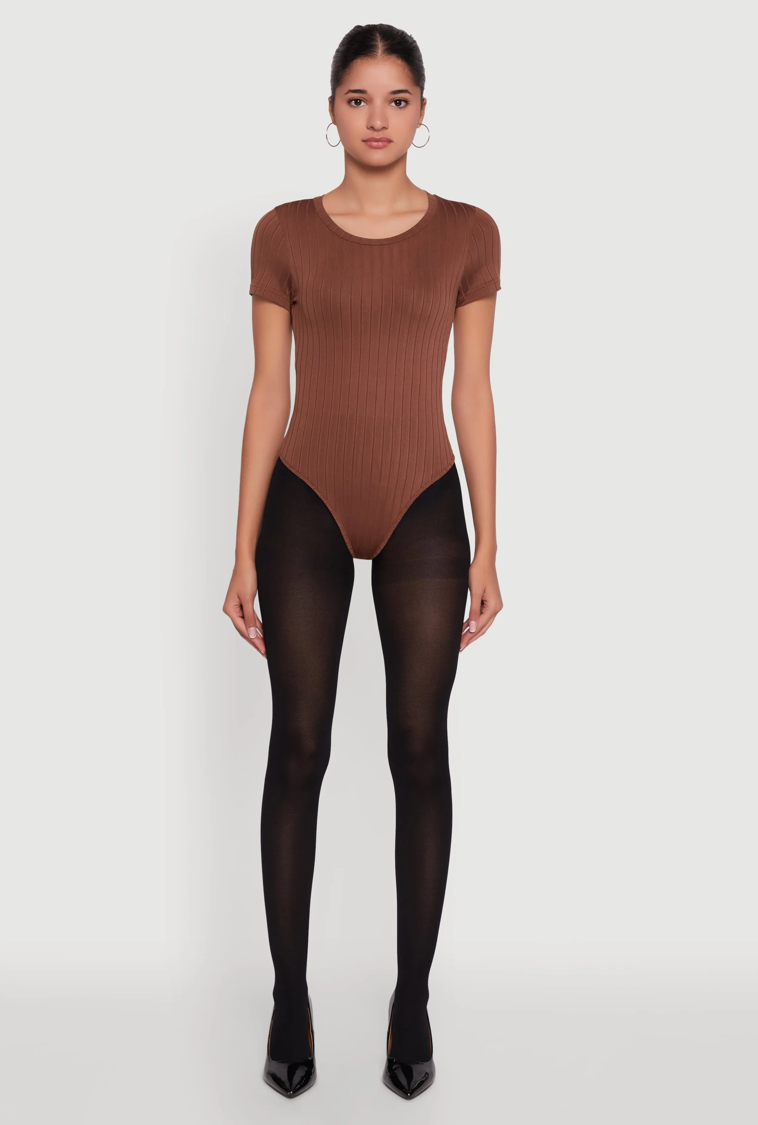 Daisy Rib Knit Short Sleeve Crew Neck Bodysuit sold by Rainbow product image thumbnail 3