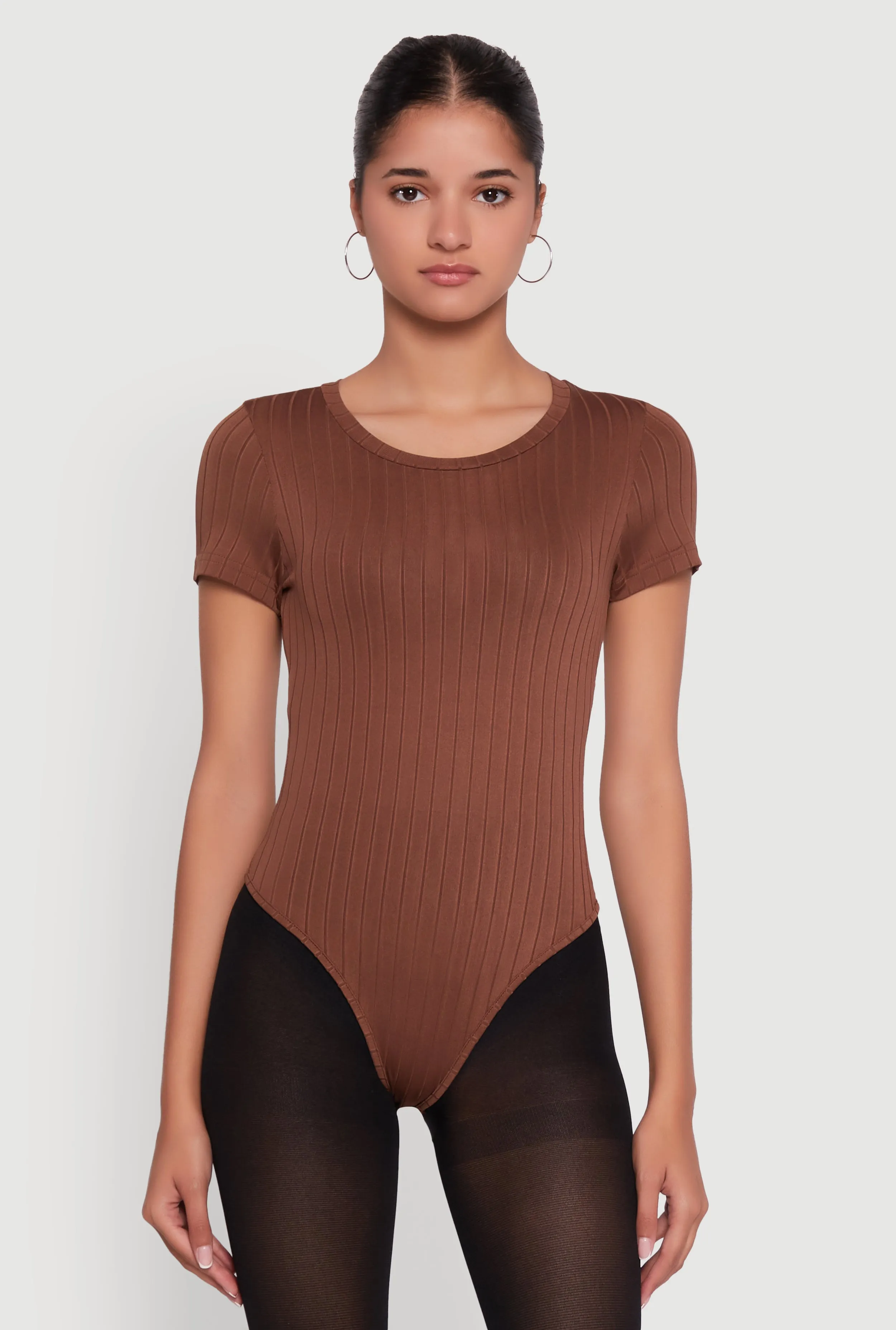 Daisy Rib Knit Short Sleeve Crew Neck Bodysuit sold by Rainbow product image thumbnail 2