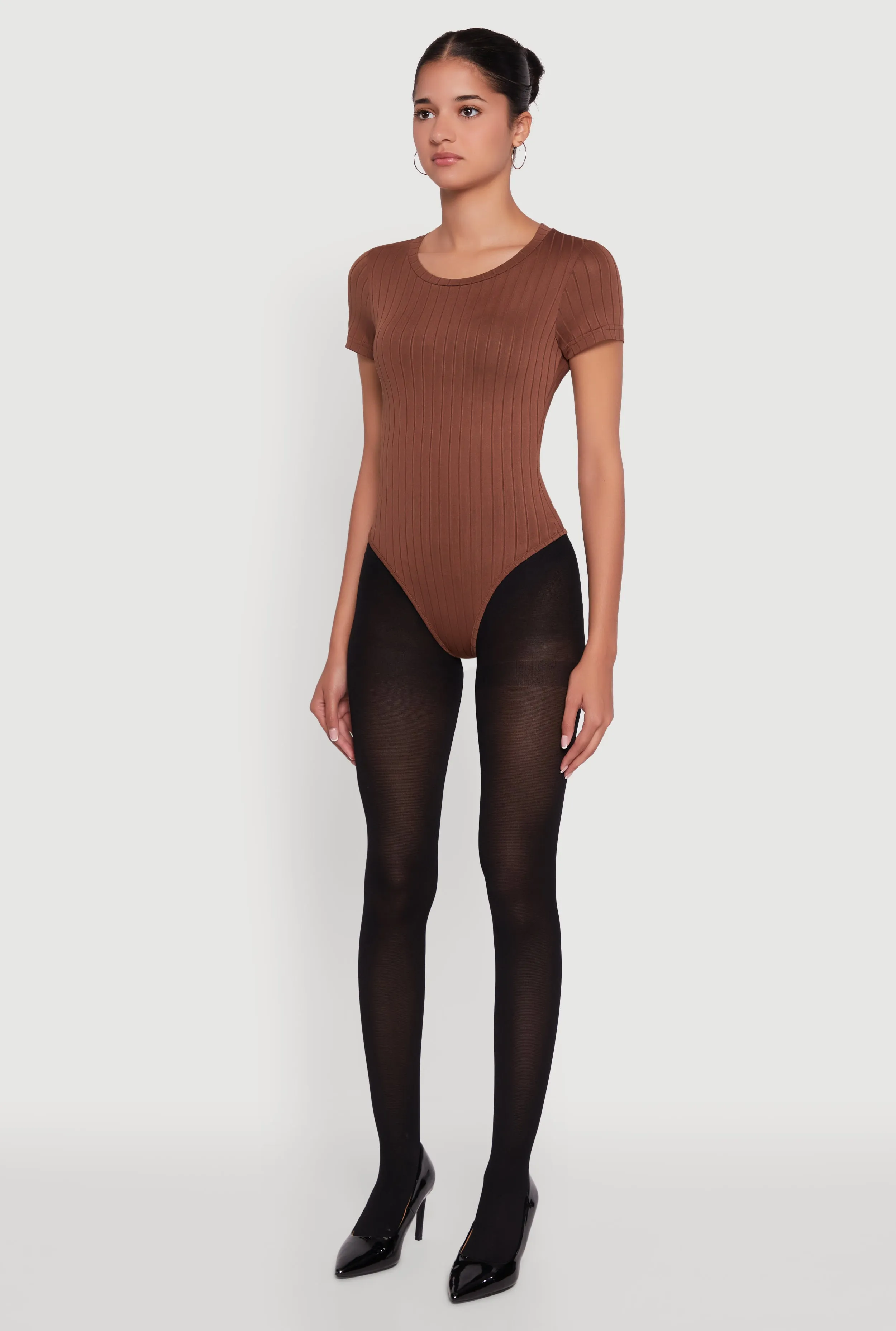 Daisy Rib Knit Short Sleeve Crew Neck Bodysuit sold by Rainbow product image thumbnail 5