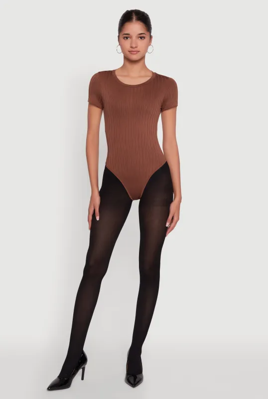 Daisy Rib Knit Short Sleeve Crew Neck Bodysuit sold by Rainbow