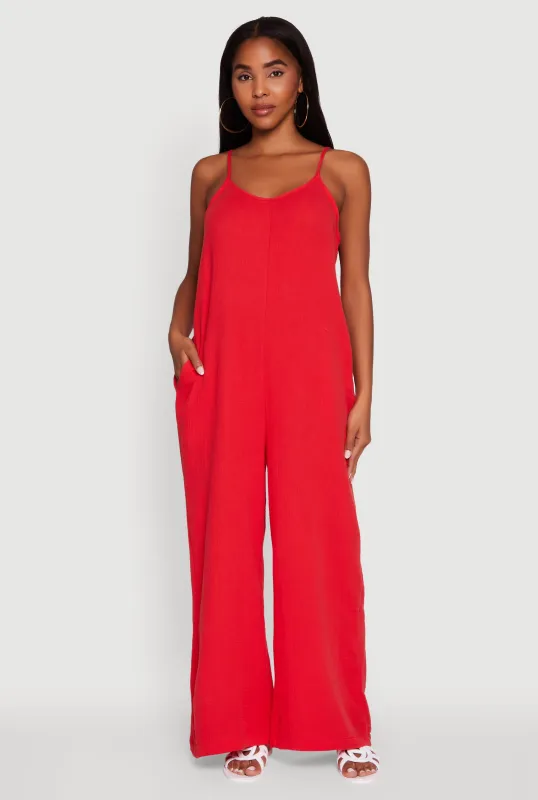 Gauze Knit Wide Leg Jumpsuit sold by Rainbow