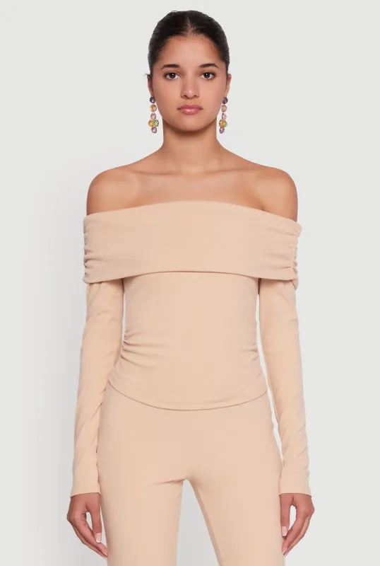 Haute Monde Fold Over Off The Shoulder Top sold by Rainbow
