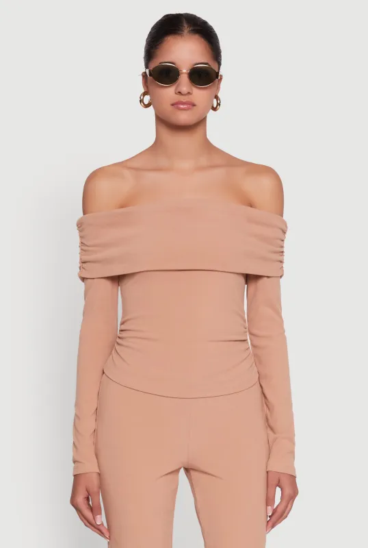 Haute Monde Fold Over Off The Shoulder Top sold by Rainbow