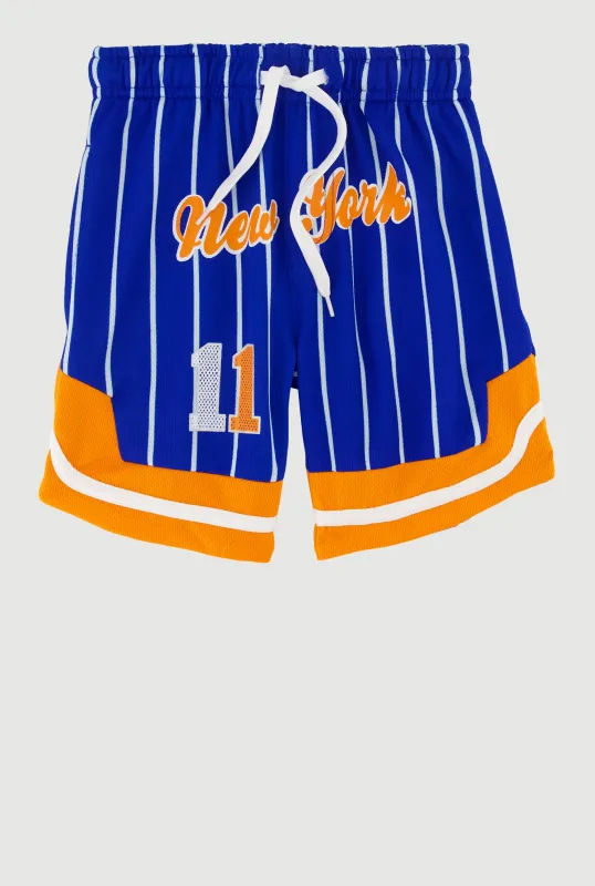 Little Boys Striped Graphic Basketball Shorts sold by Rainbow