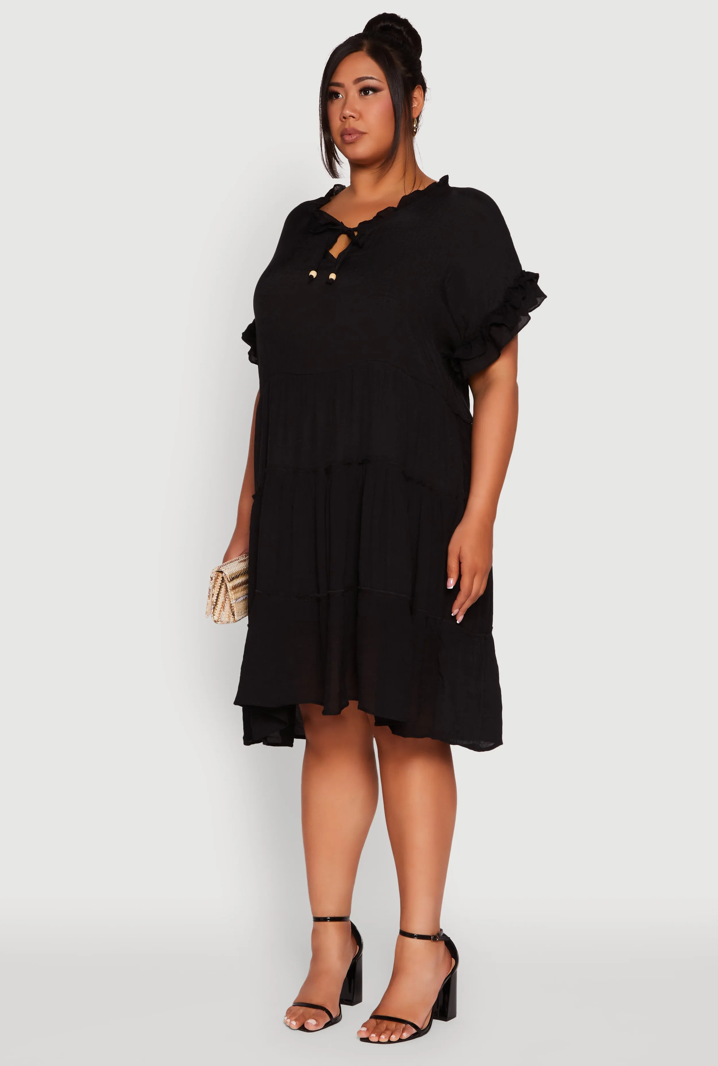 Plus Size Beaded Keyhole Tiered Midi Dress sold by Rainbow product image thumbnail 3