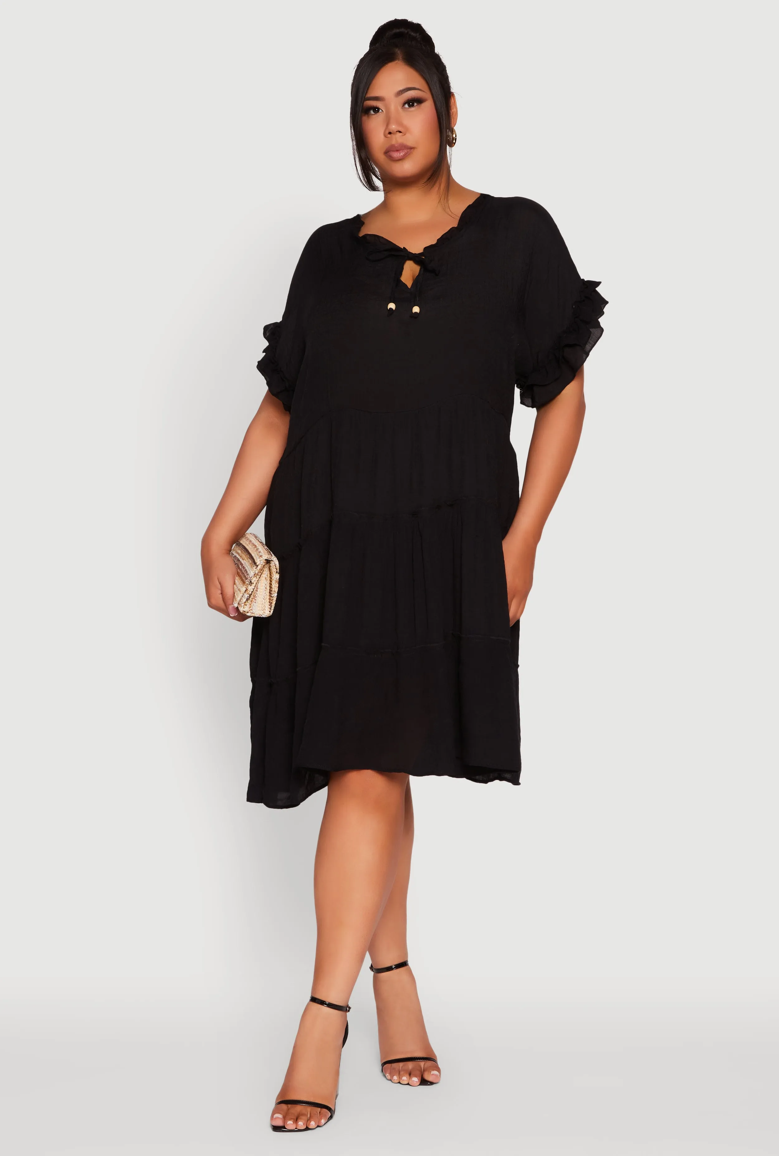 Plus Size Beaded Keyhole Tiered Midi Dress sold by Rainbow product image thumbnail 2