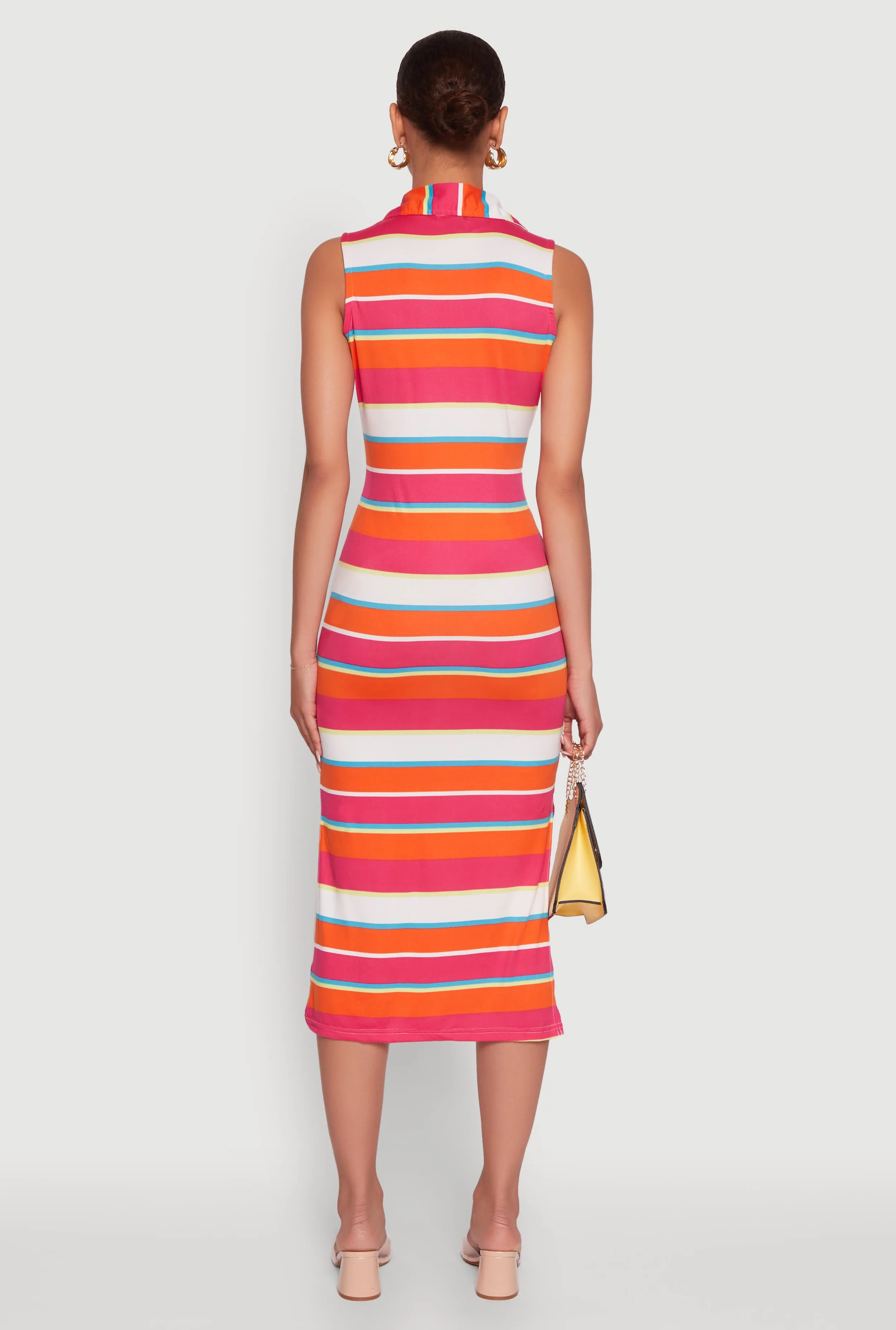 Striped Sleeveless Side Slit Shirt Dress sold by Rainbow product image thumbnail 5