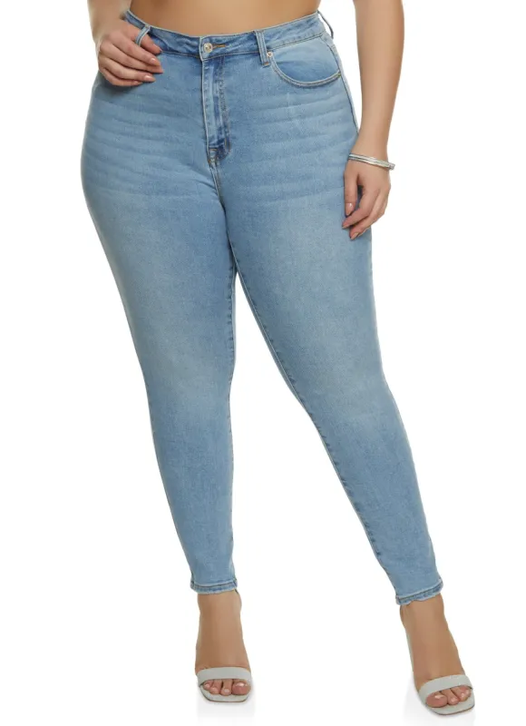 Plus Size WAX Basic Whiskered Jeans sold by Rainbow