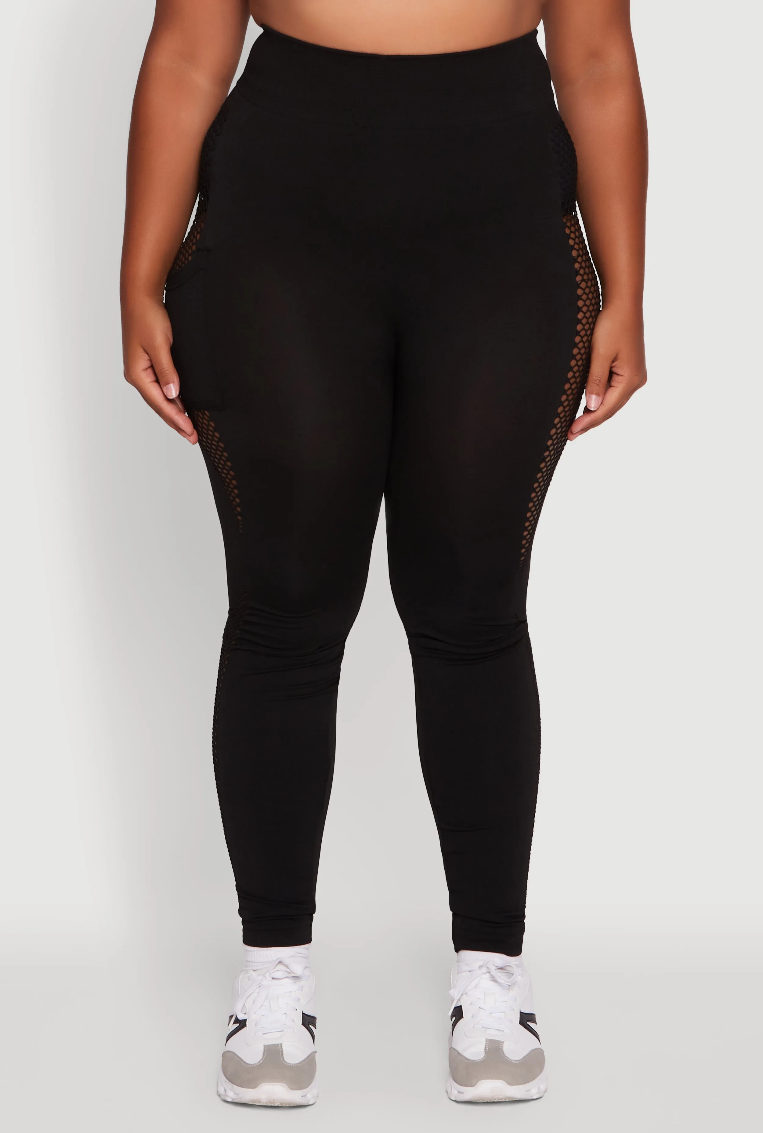 Plus Size Side Pocket Leggings with Fishnet Detail sold by Rainbow product image thumbnail 5