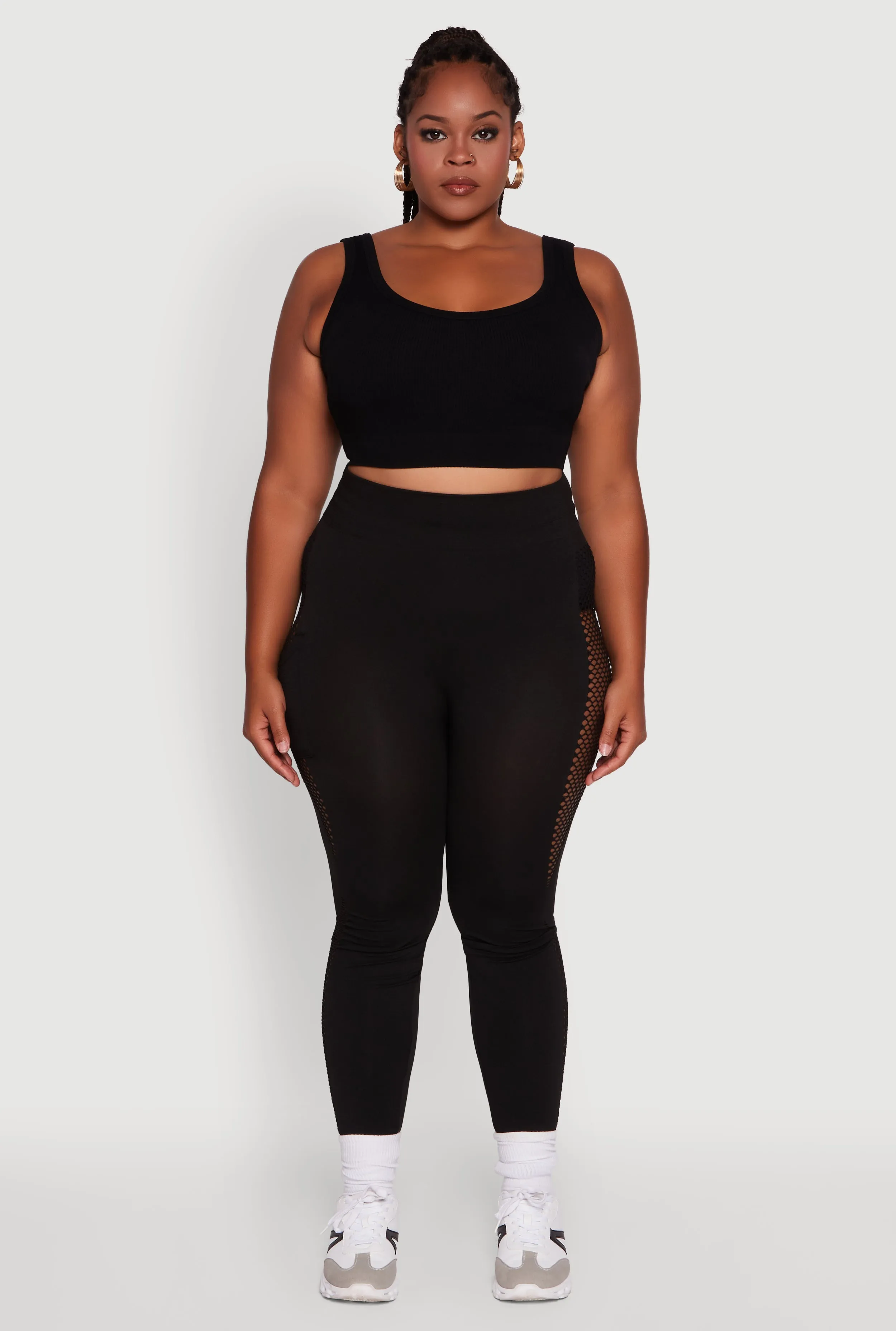 Plus Size Side Pocket Leggings with Fishnet Detail sold by Rainbow product image thumbnail 2