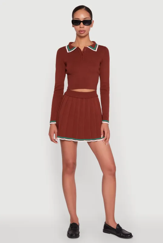 Daisy Contrast Trim Mini Pleated Tennis Skirt sold by Rainbow