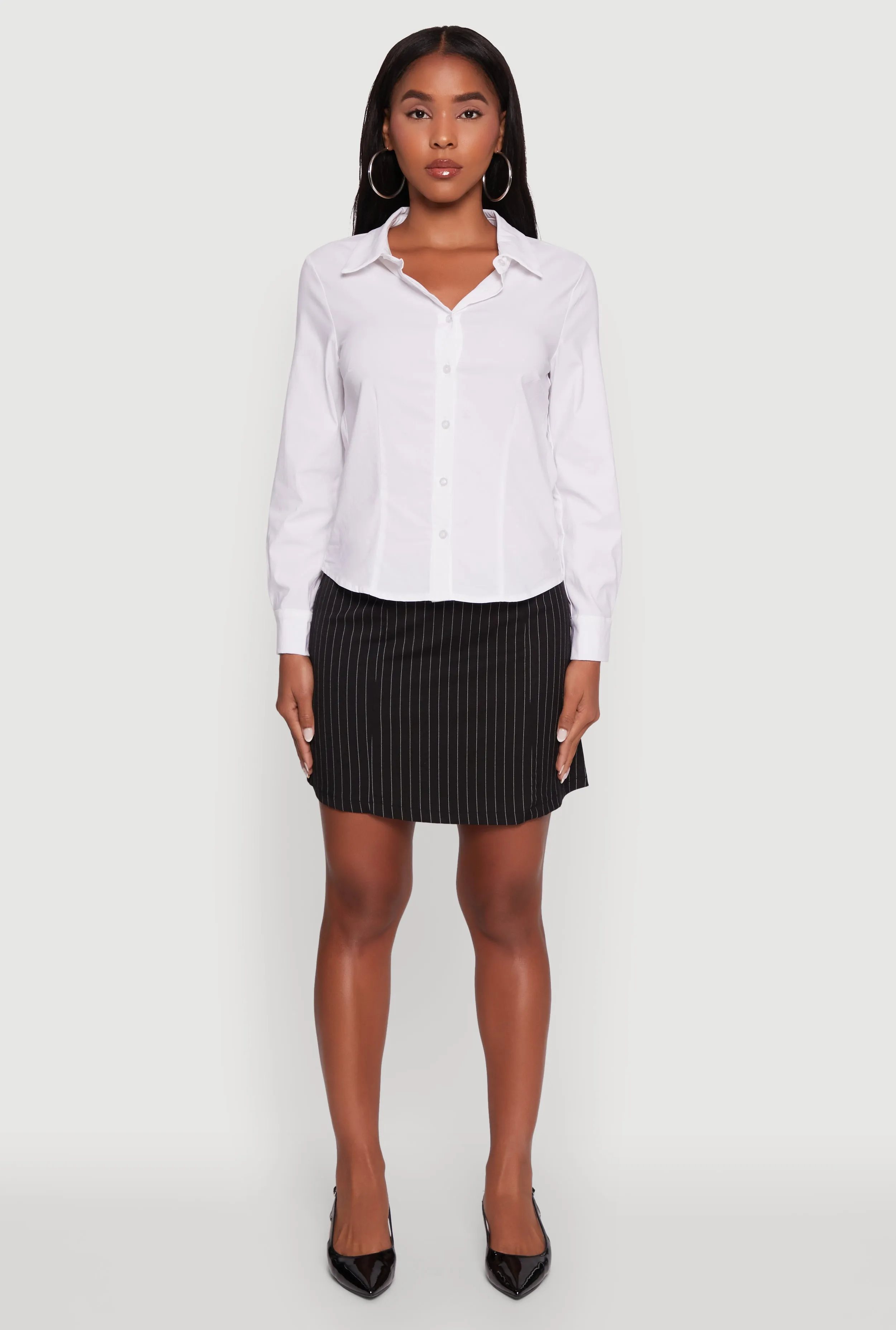 Iris Classic Fit Solid Button Front Long Sleeve Shirt sold by Rainbow product image thumbnail 3