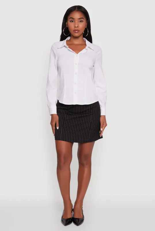 Iris Classic Fit Solid Button Front Long Sleeve Shirt sold by Rainbow