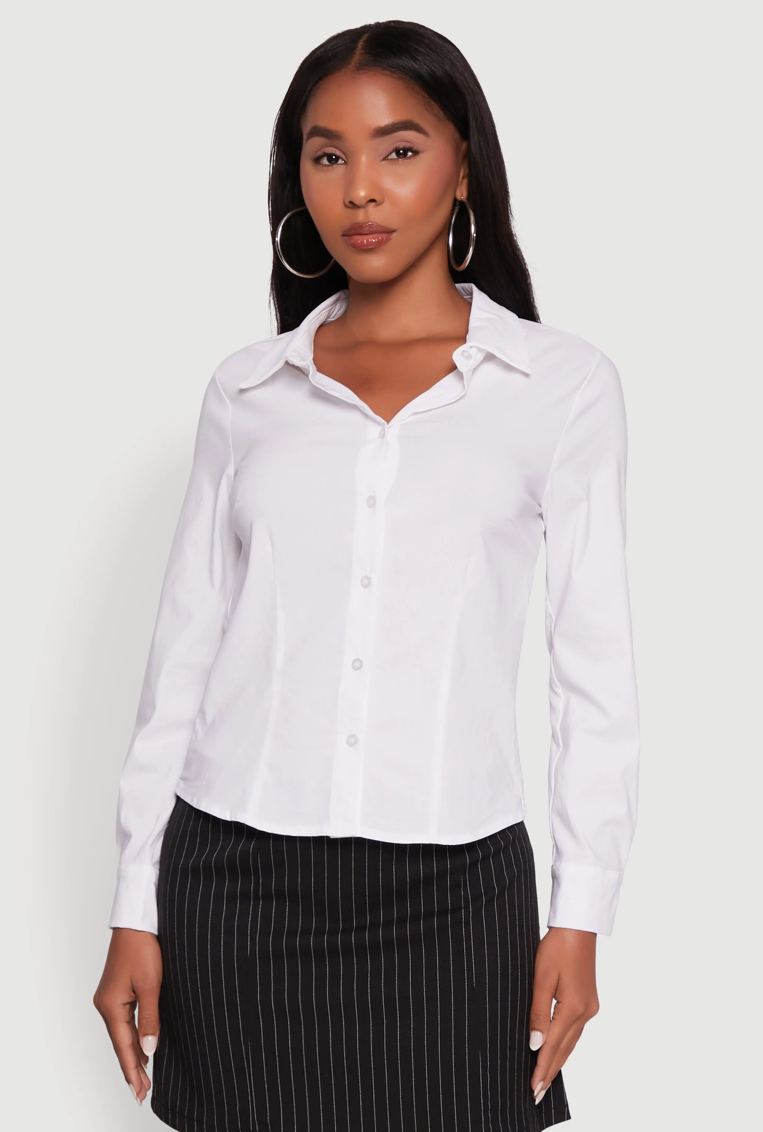 Iris Classic Fit Solid Button Front Long Sleeve Shirt sold by Rainbow product image thumbnail 2