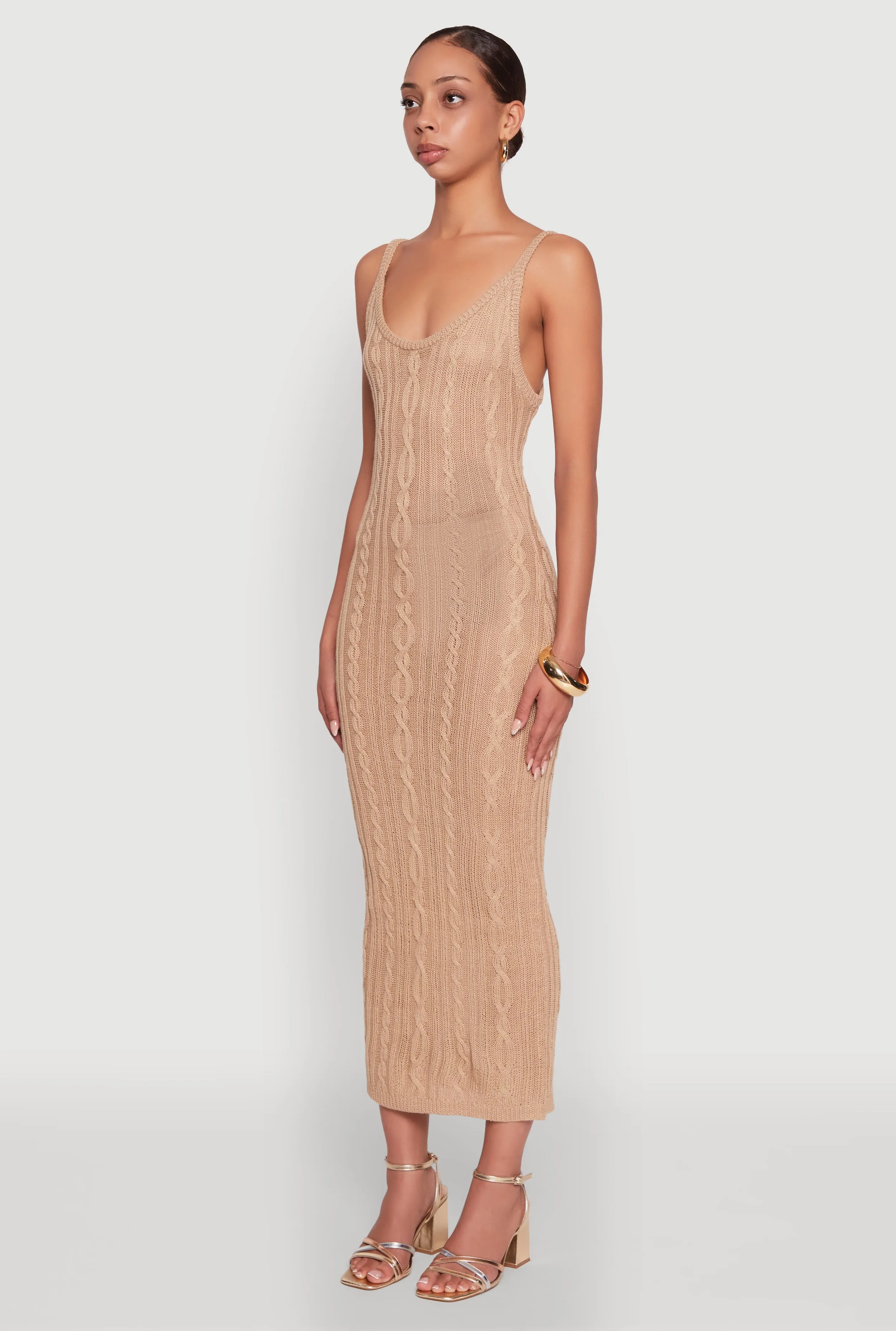 Trendy Cable Knit Sleeveless Maxi Dress sold by Rainbow product image thumbnail 3