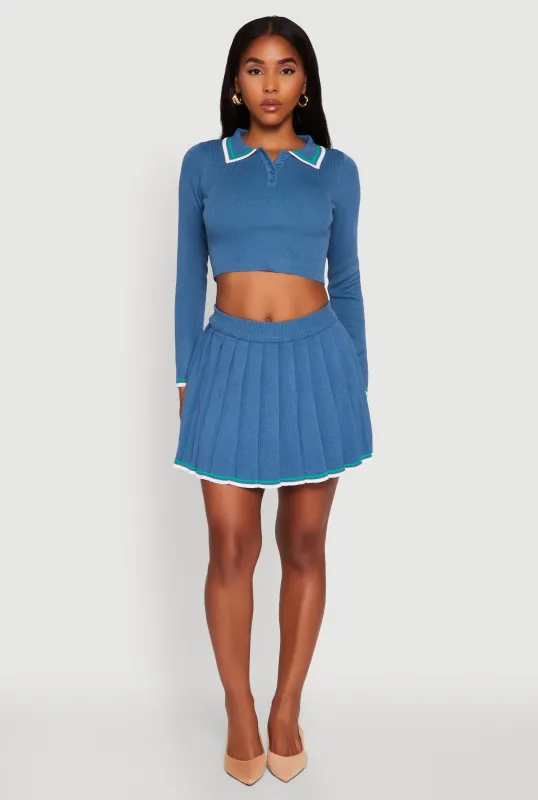 Daisy Contrast Trim Mini Pleated Tennis Skirt sold by Rainbow