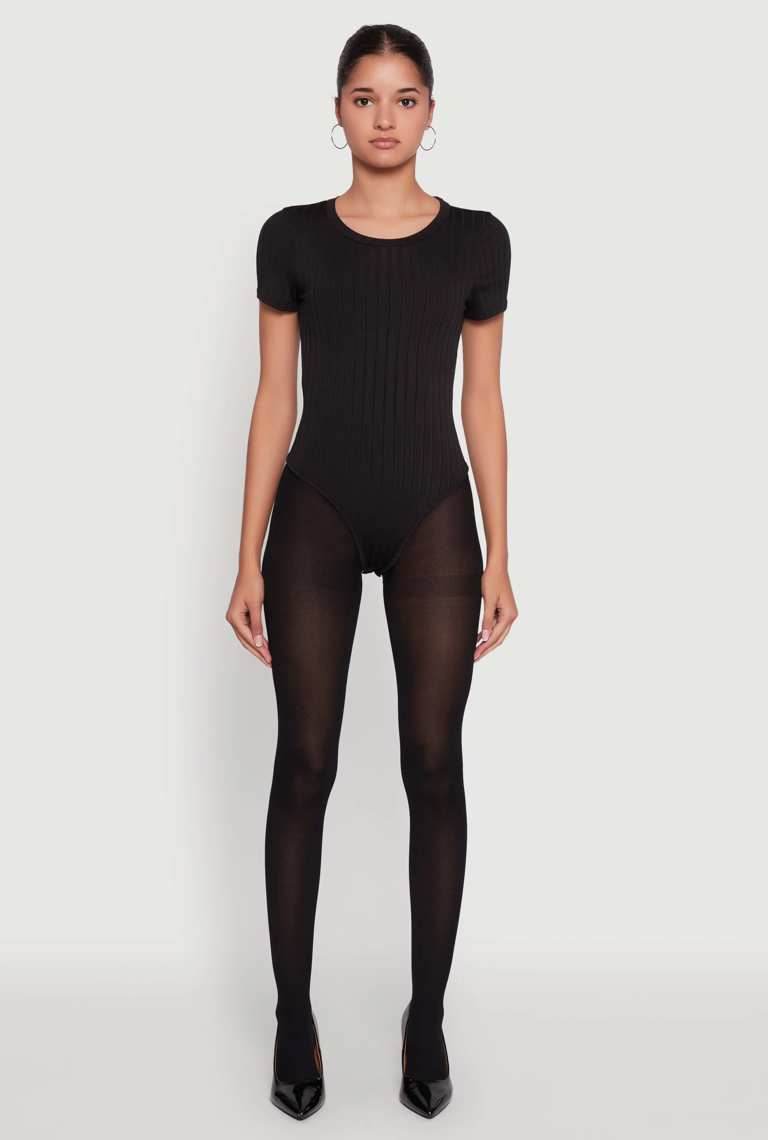 Daisy Rib Knit Short Sleeve Crew Neck Bodysuit sold by Rainbow product image thumbnail 3