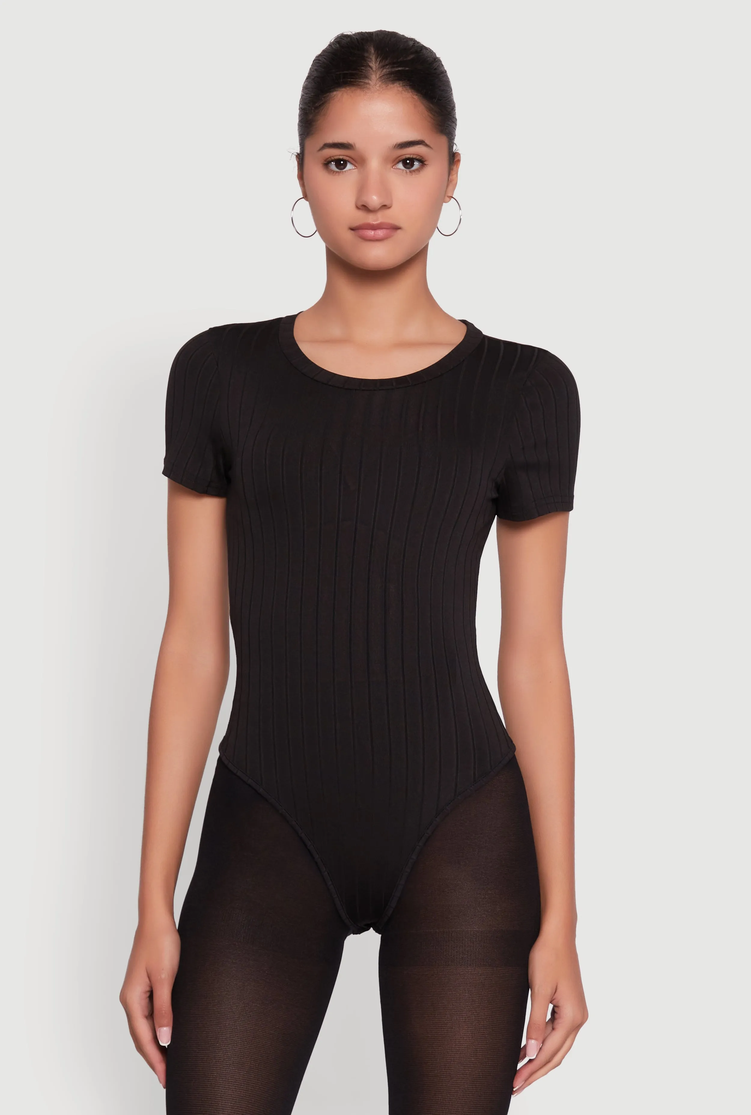 Daisy Rib Knit Short Sleeve Crew Neck Bodysuit sold by Rainbow product image thumbnail 2