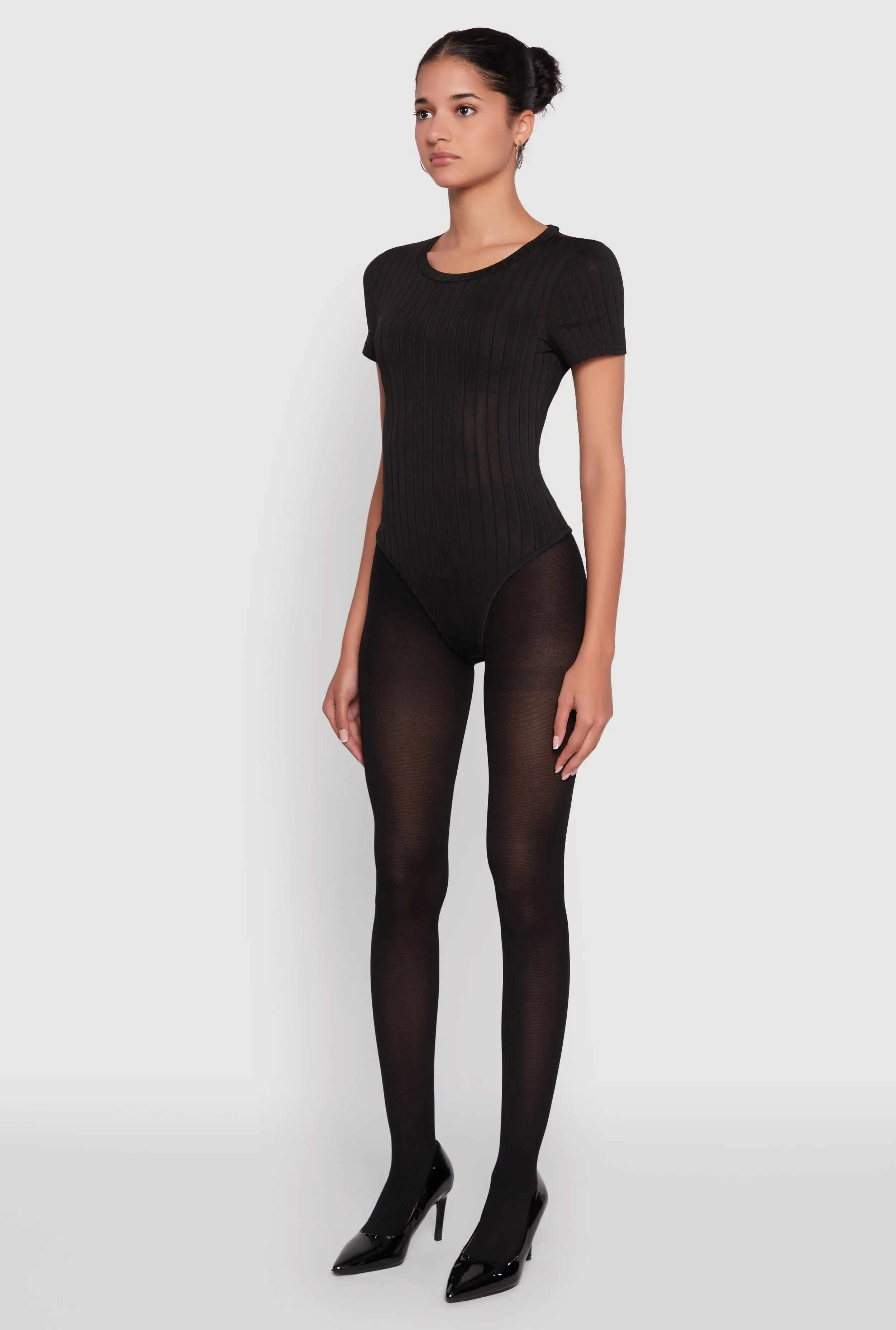 Daisy Rib Knit Short Sleeve Crew Neck Bodysuit sold by Rainbow product image thumbnail 5