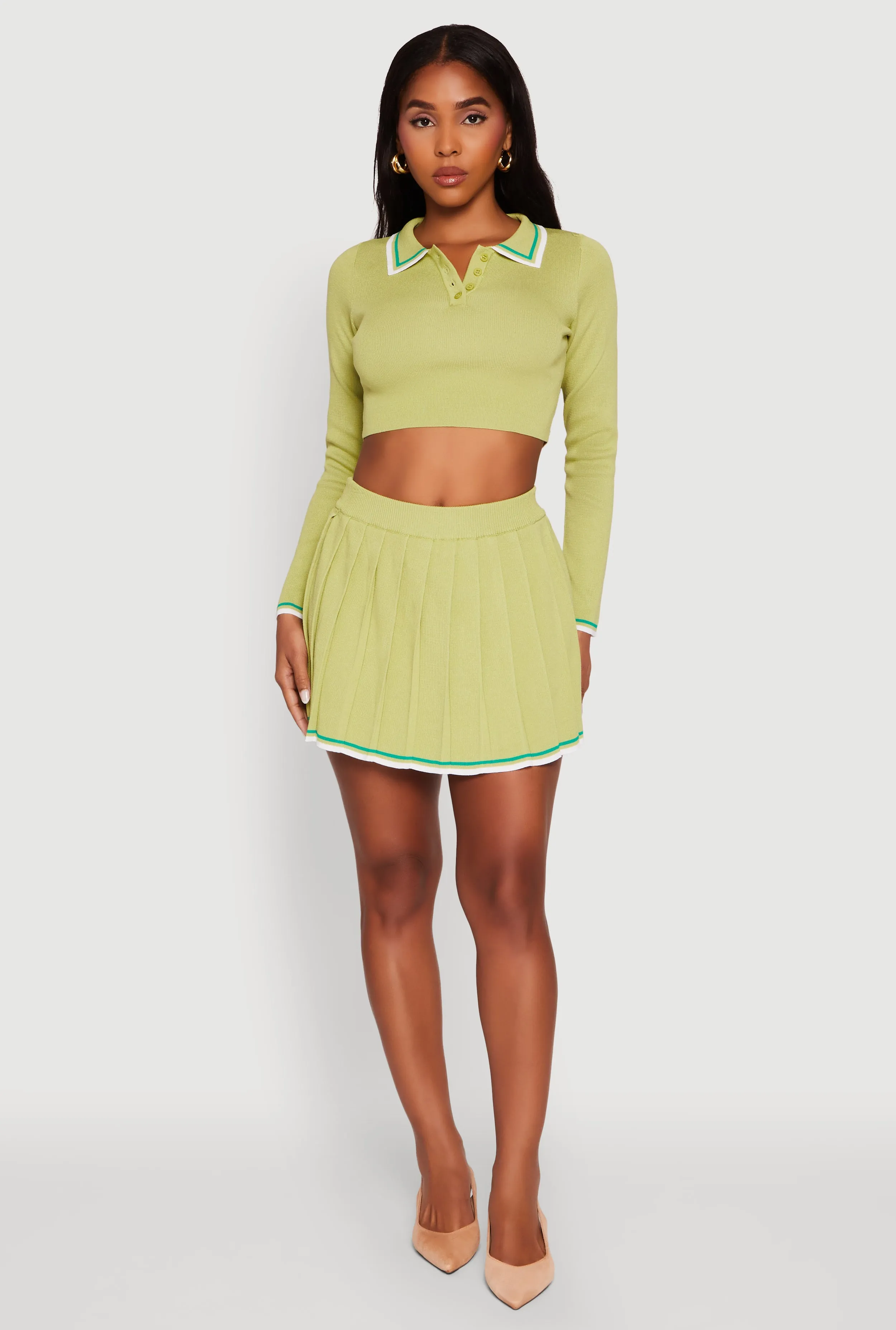 Daisy Contrast Trim Mini Pleated Tennis Skirt sold by Rainbow