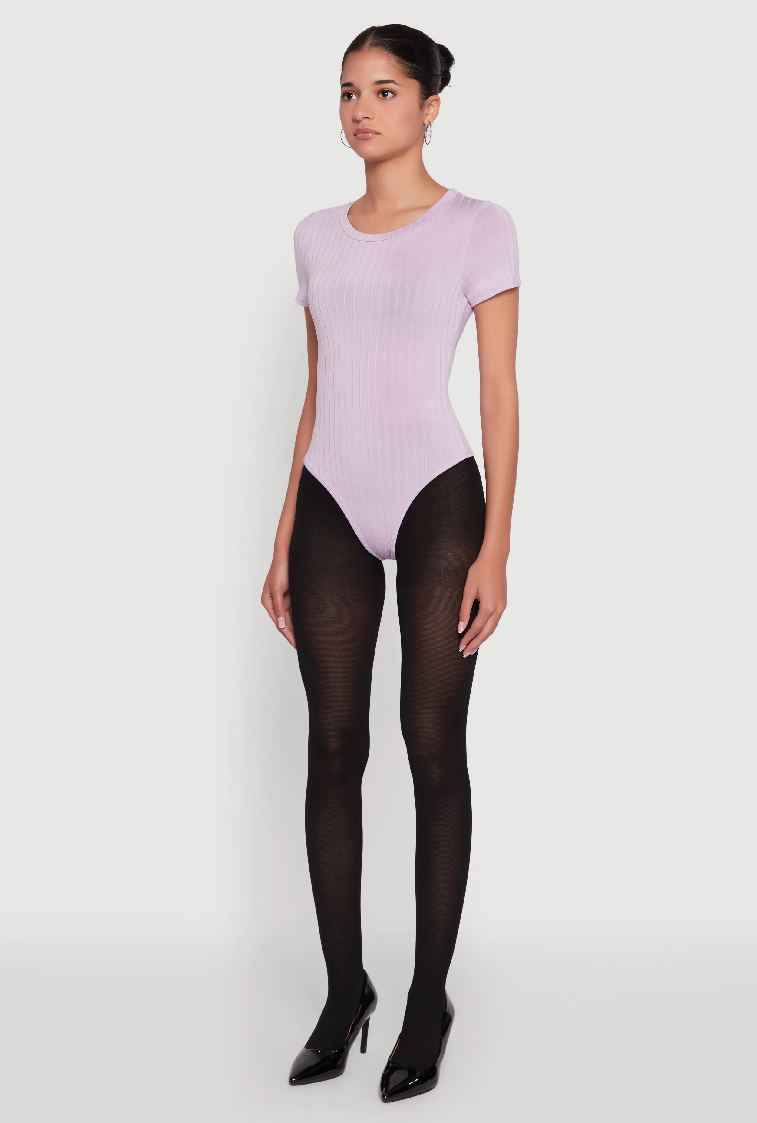 Daisy Rib Knit Short Sleeve Crew Neck Bodysuit sold by Rainbow product image thumbnail 5