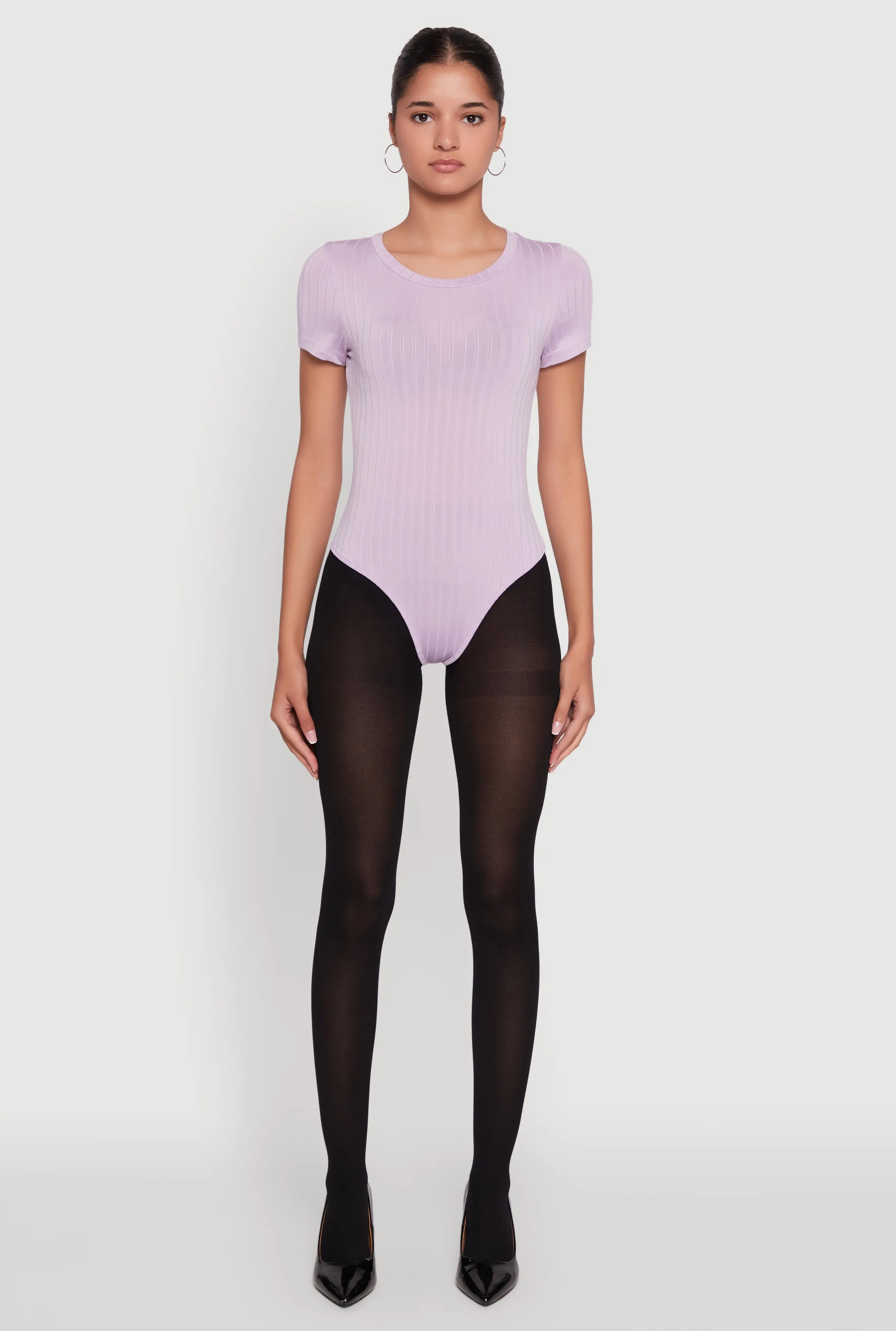 Daisy Rib Knit Short Sleeve Crew Neck Bodysuit sold by Rainbow product image thumbnail 3