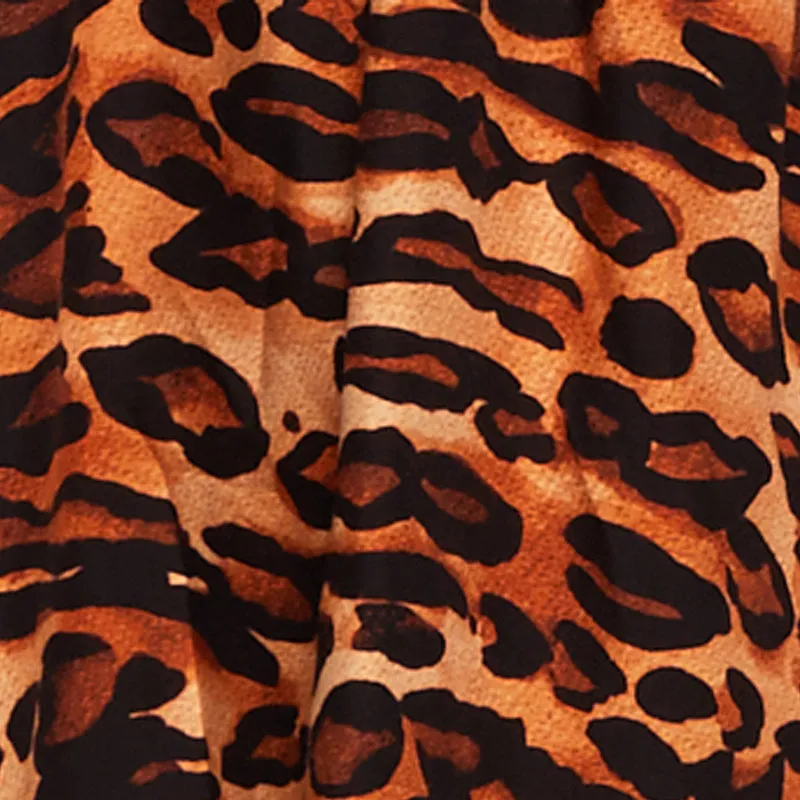 Trendy Leopard Print Tiered V-Neck Cinched Waist Dress sold by Rainbow product image thumbnail 4