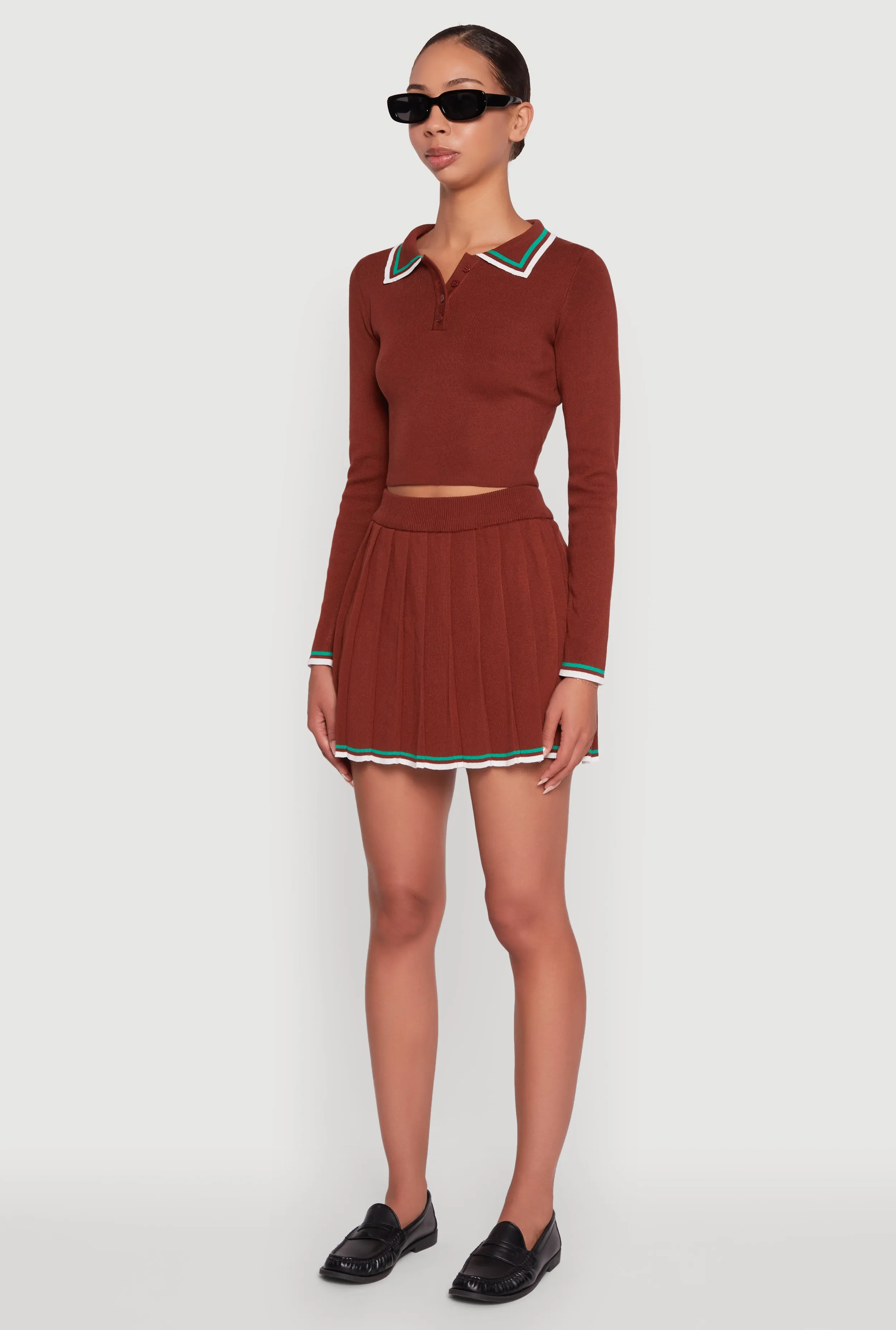 Daisy Contrast Trim Cropped Long Sleeve Polo Shirt sold by Rainbow product image thumbnail 5