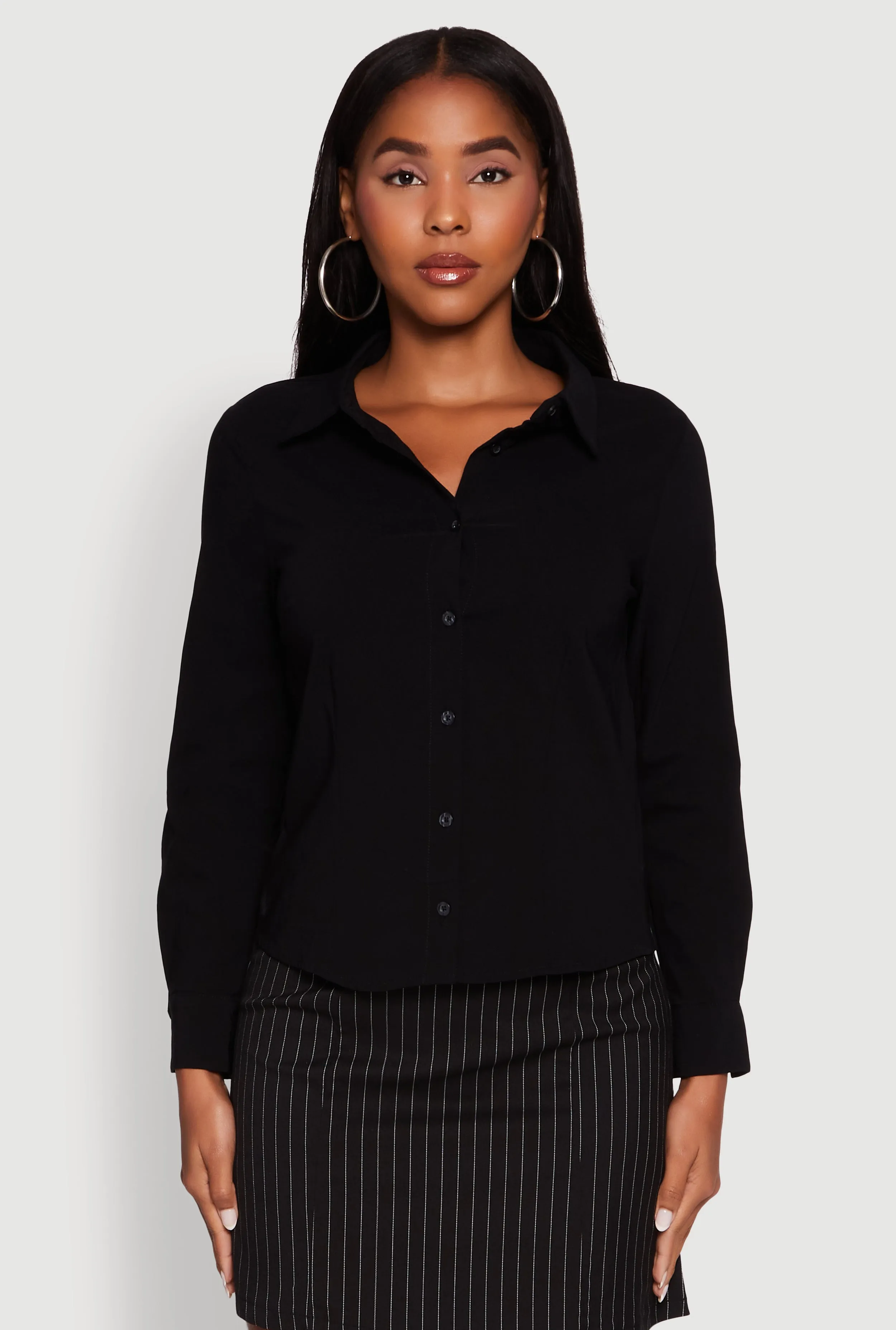 Iris Classic Fit Solid Button Front Long Sleeve Shirt sold by Rainbow product image thumbnail 2