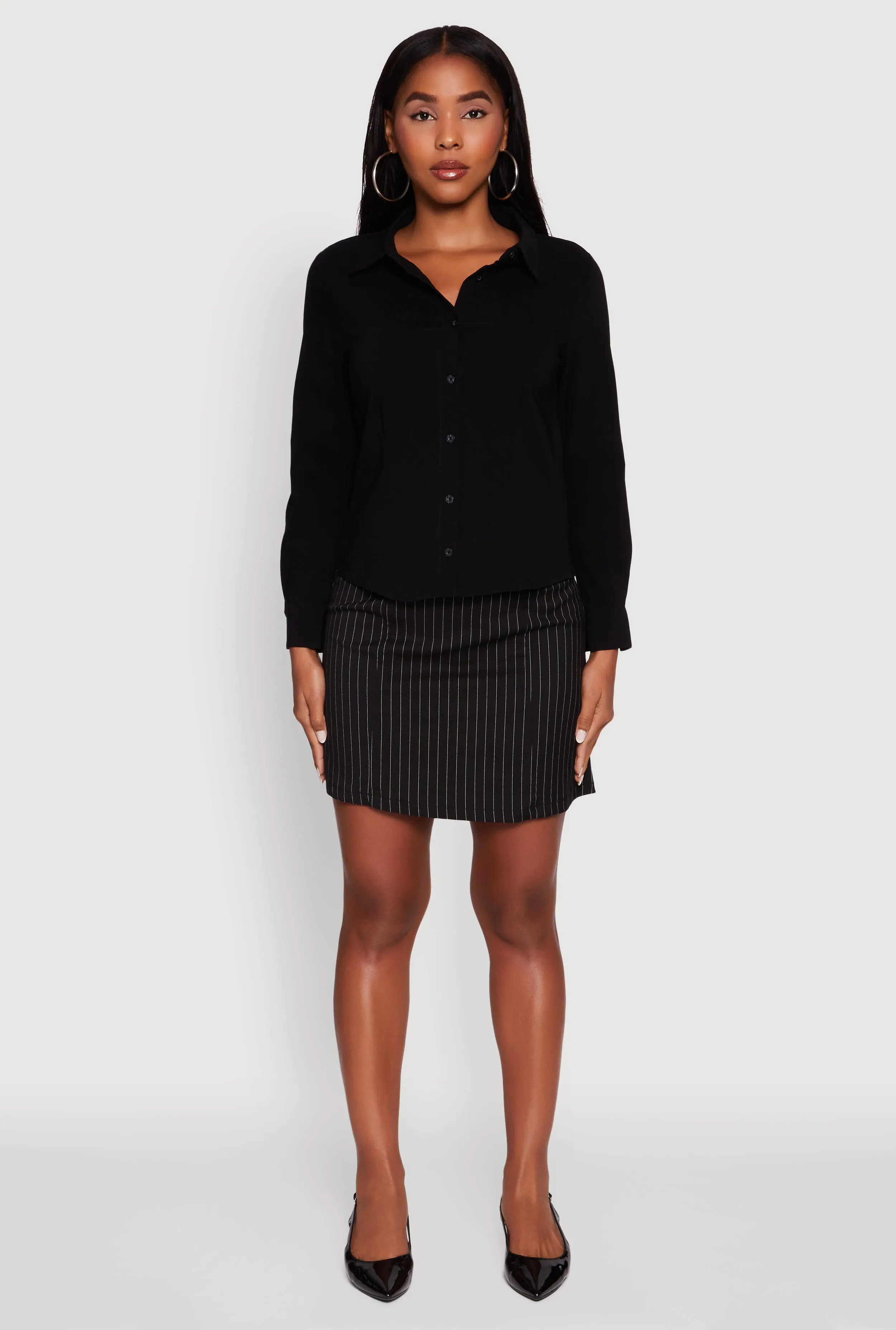 Iris Classic Fit Solid Button Front Long Sleeve Shirt sold by Rainbow product image thumbnail 3