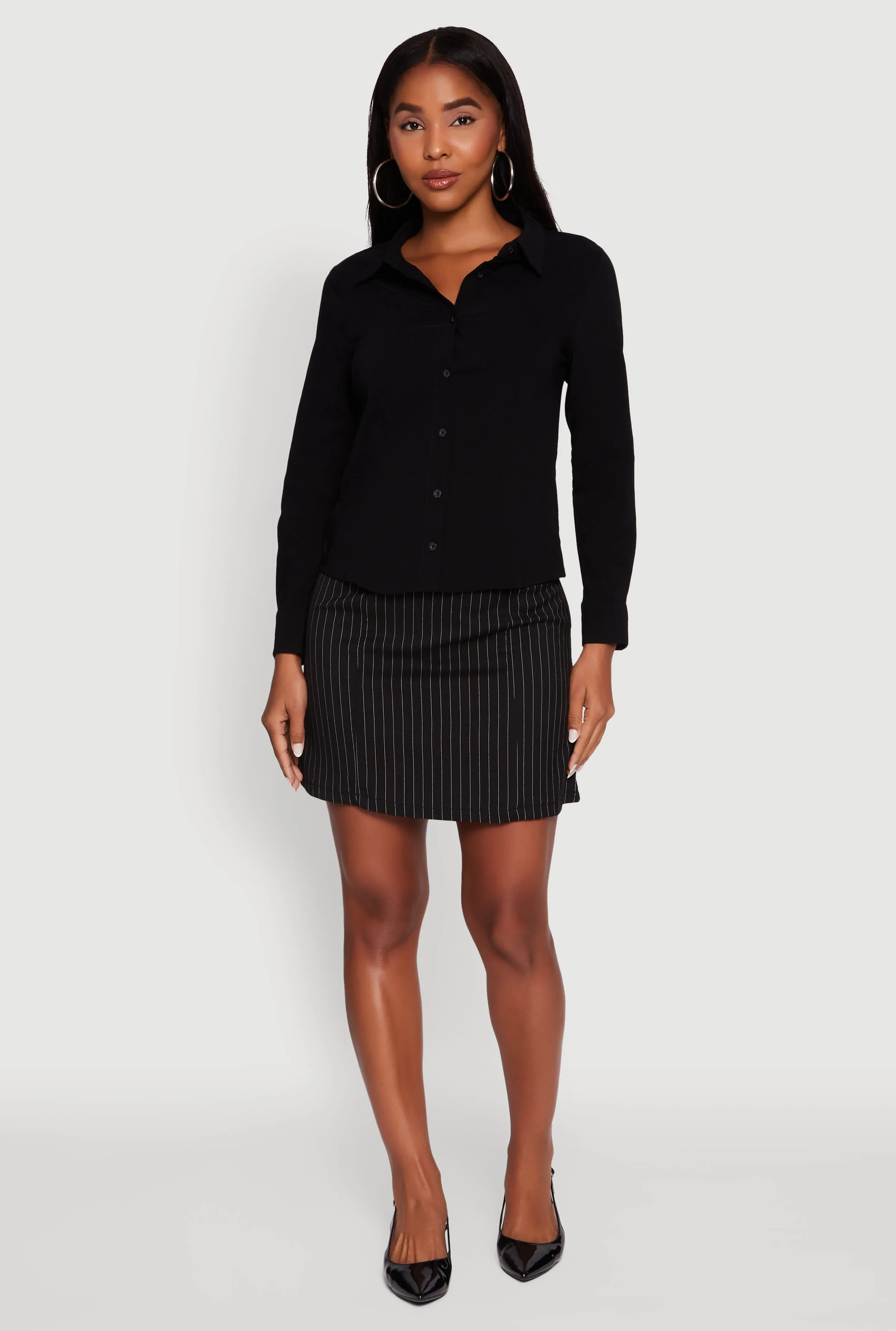 Iris Classic Fit Solid Button Front Long Sleeve Shirt sold by Rainbow