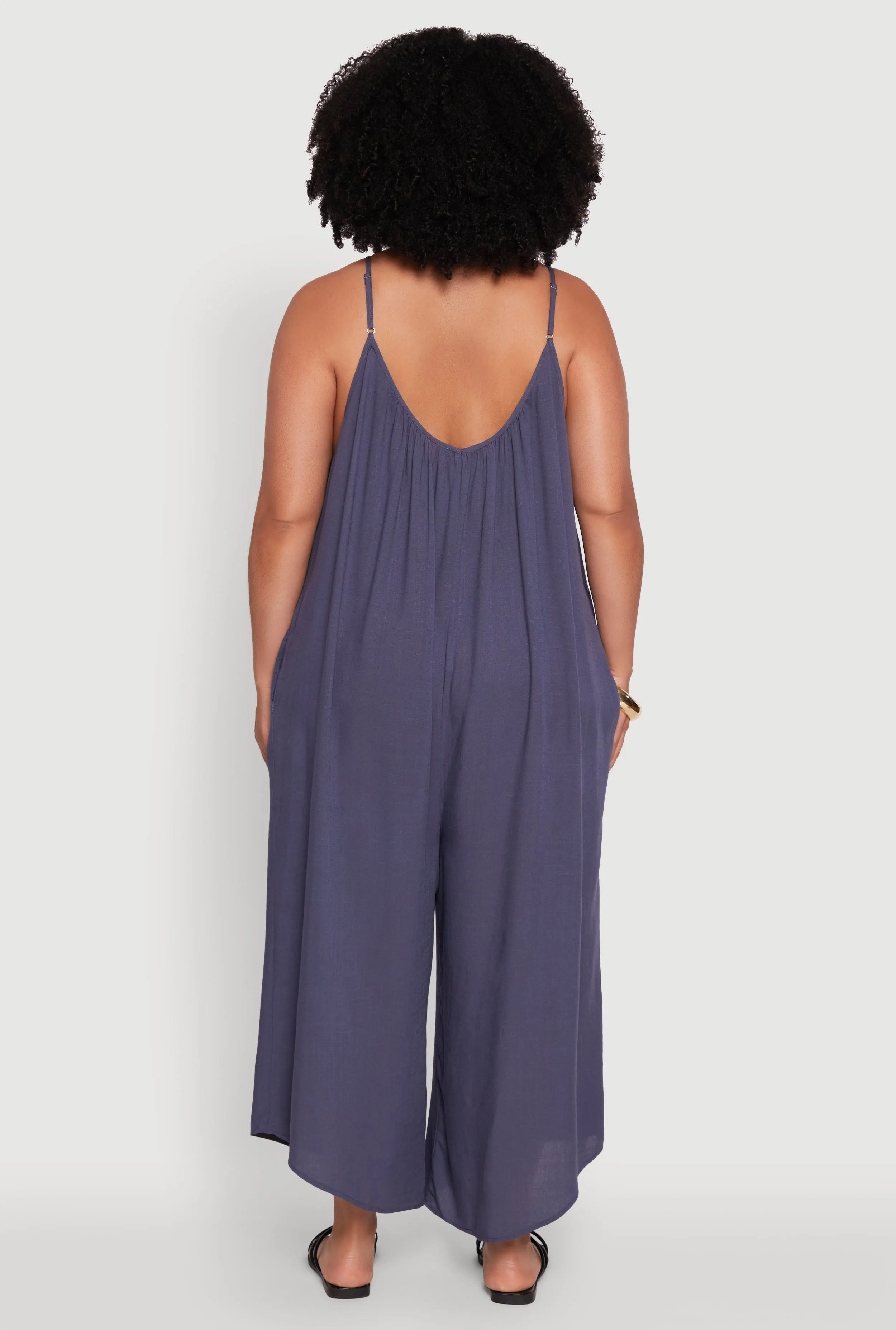 Plus Size V-Neck Wide Leg Jumpsuit sold by Rainbow product image thumbnail 5