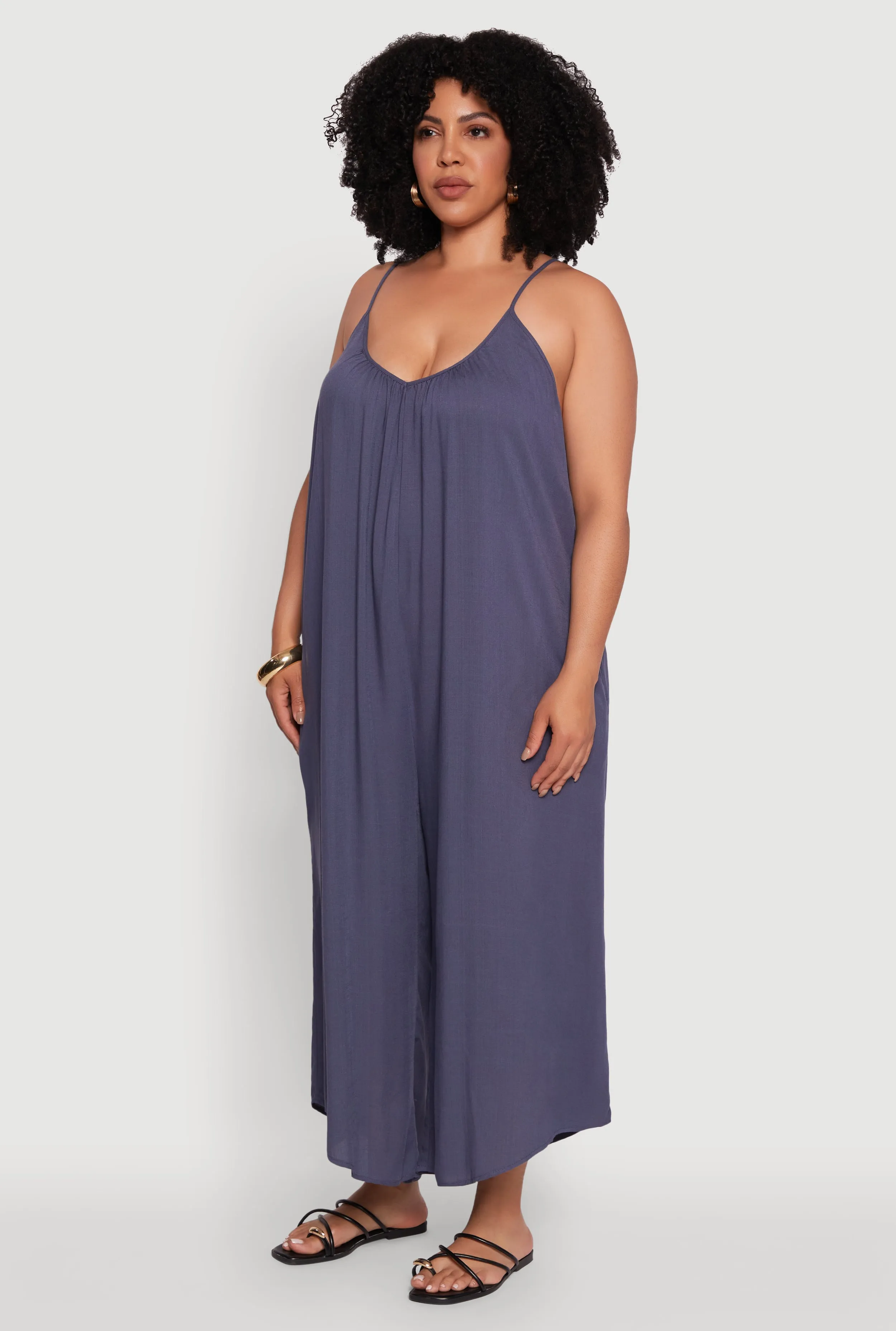 Plus Size V-Neck Wide Leg Jumpsuit sold by Rainbow product image thumbnail 3