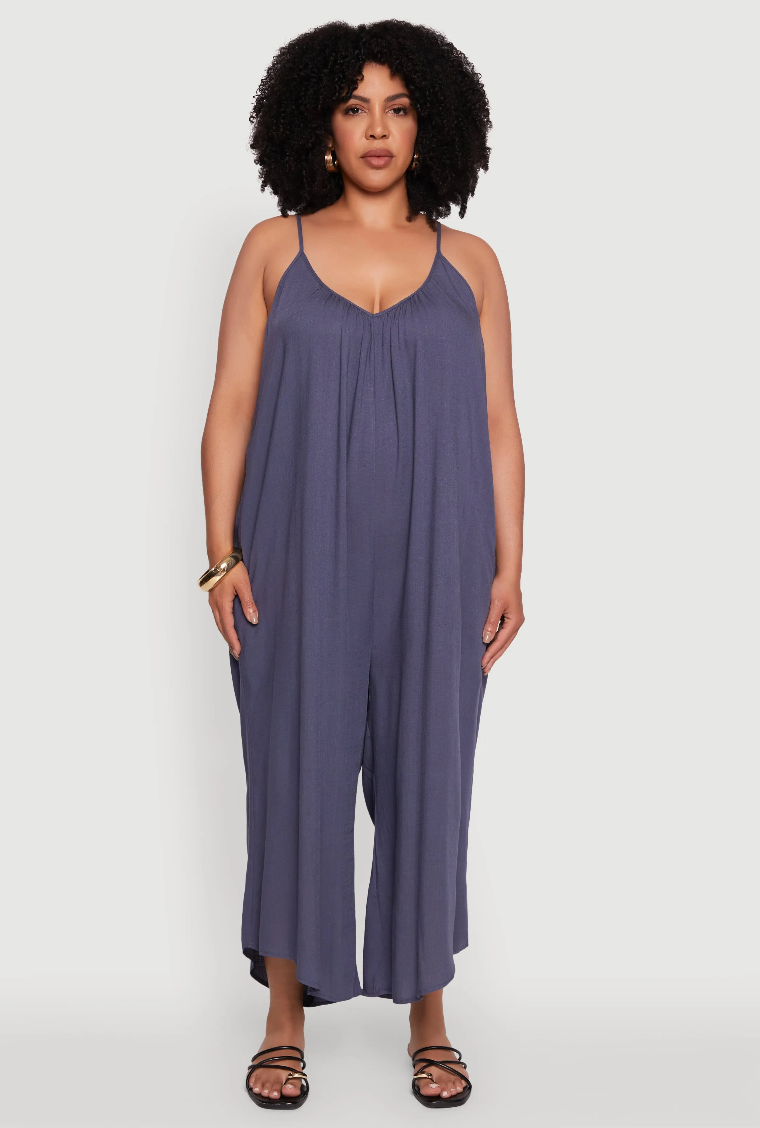 Plus Size V-Neck Wide Leg Jumpsuit sold by Rainbow product image thumbnail 2