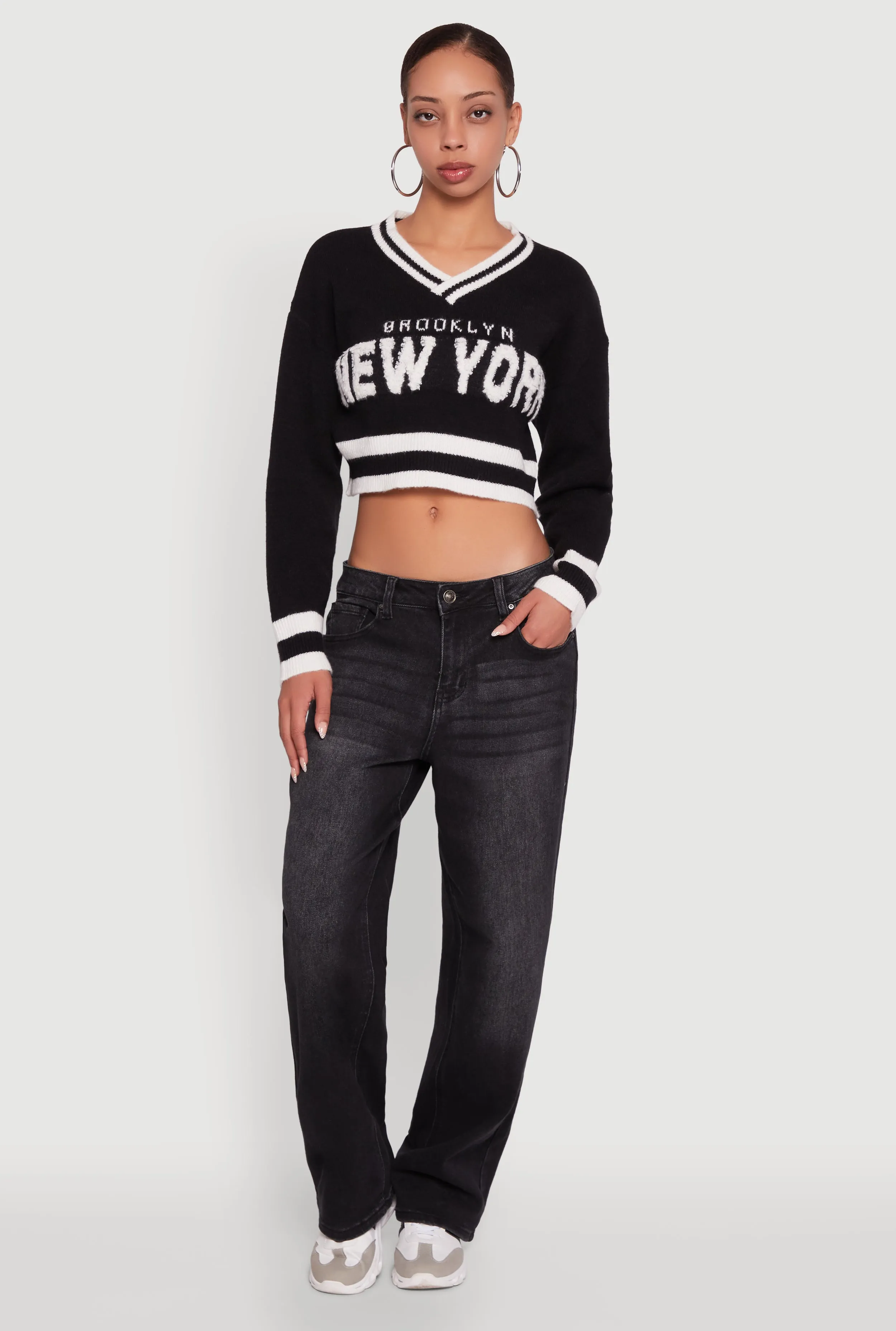 Daisy Chenille New York Graphic Cropped Sweater sold by Rainbow