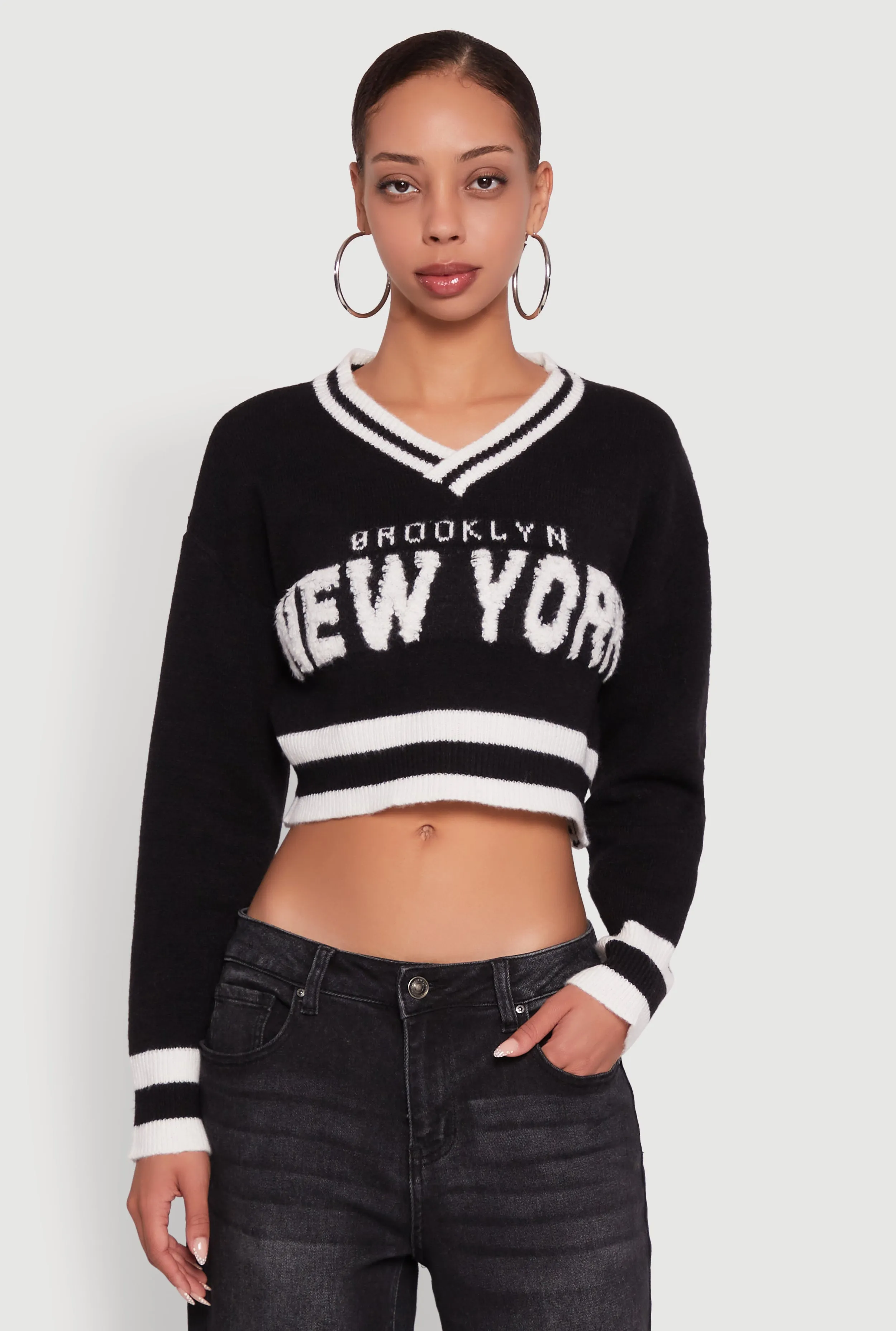 Daisy Chenille New York Graphic Cropped Sweater sold by Rainbow product image thumbnail 2
