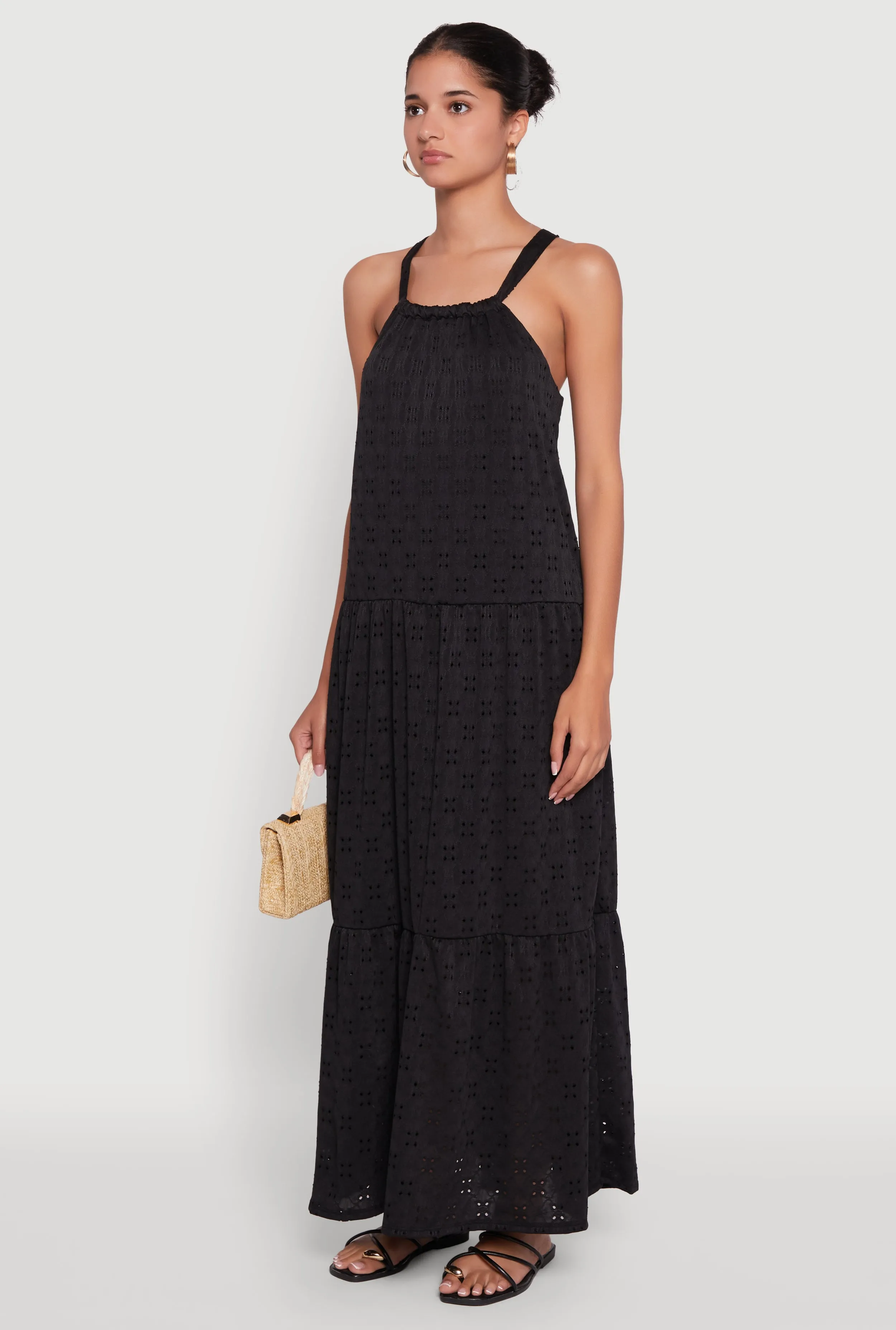 Eyelet Tiered A-Line Maxi Dress sold by Rainbow product image thumbnail 3