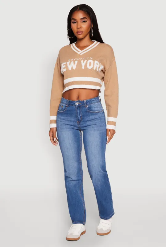 Daisy Chenille New York Graphic Cropped Sweater sold by Rainbow