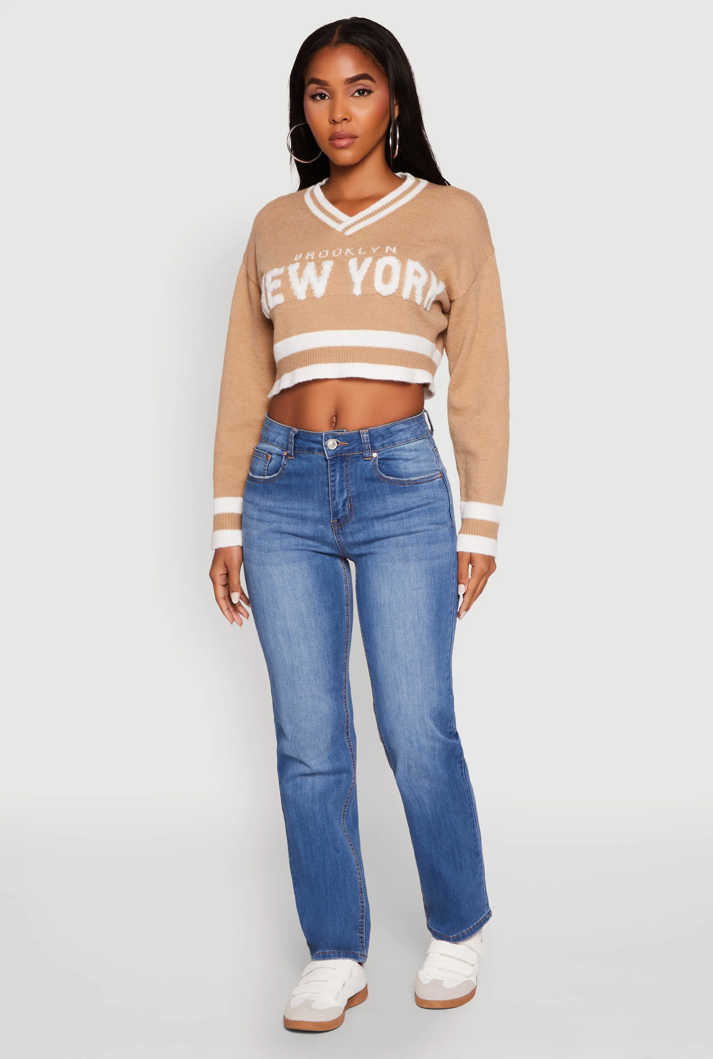 Daisy Chenille New York Graphic Cropped Sweater sold by Rainbow